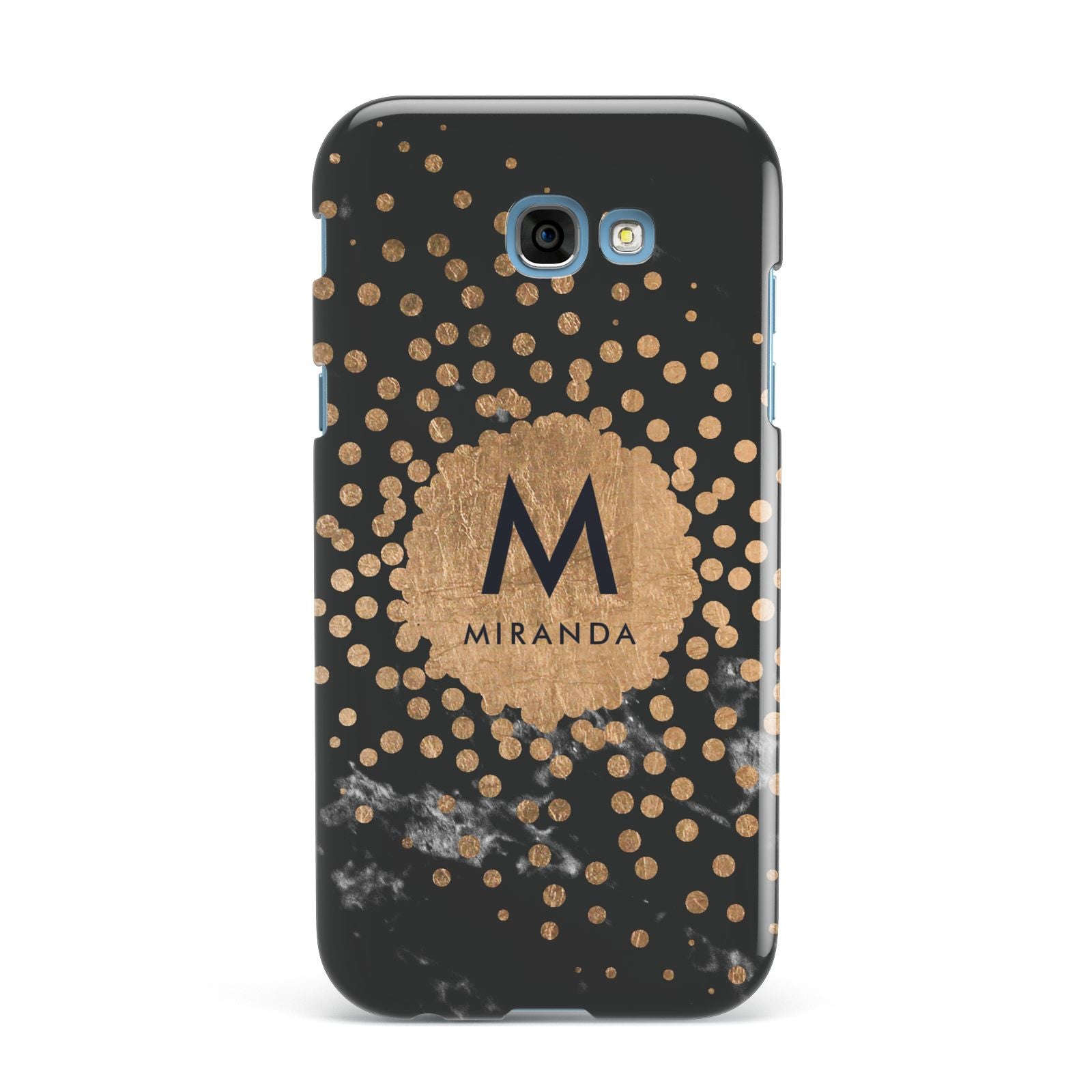 Personalised Copper Black Marble With Name Samsung Galaxy A7 2017 Case