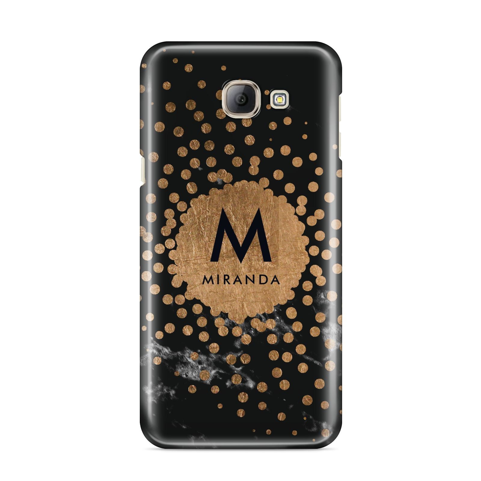 Personalised Copper Black Marble With Name Samsung Galaxy A8 2016 Case