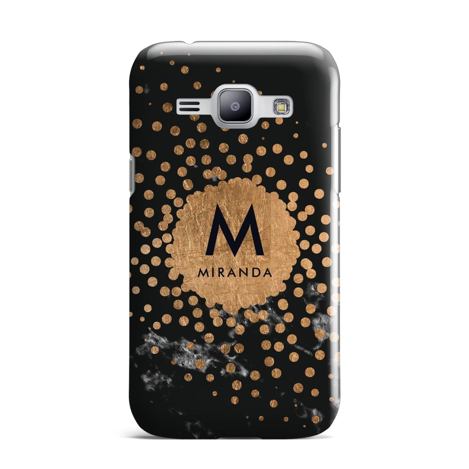 Personalised Copper Black Marble With Name Samsung Galaxy J1 2015 Case