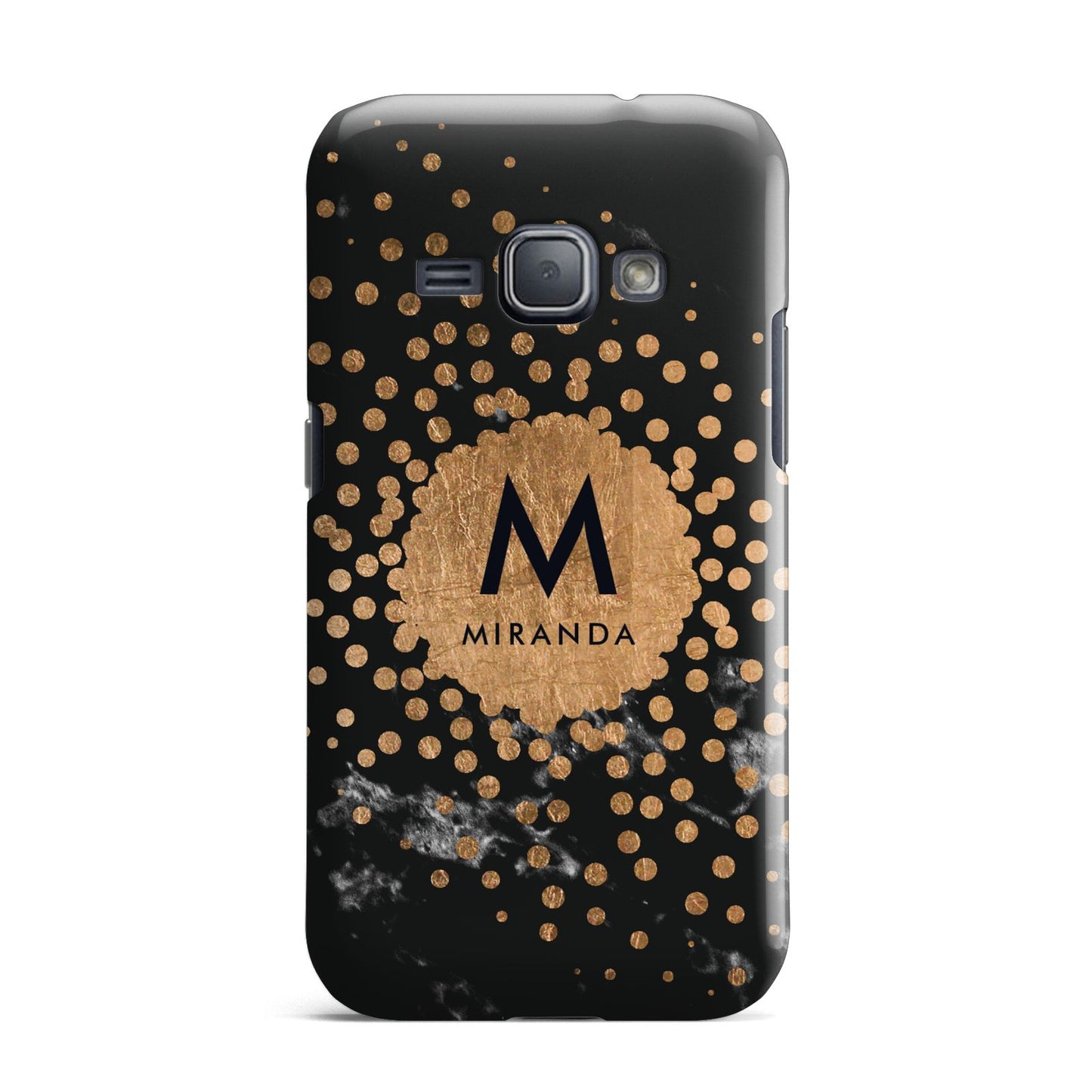 Personalised Copper Black Marble With Name Samsung Galaxy J1 2016 Case