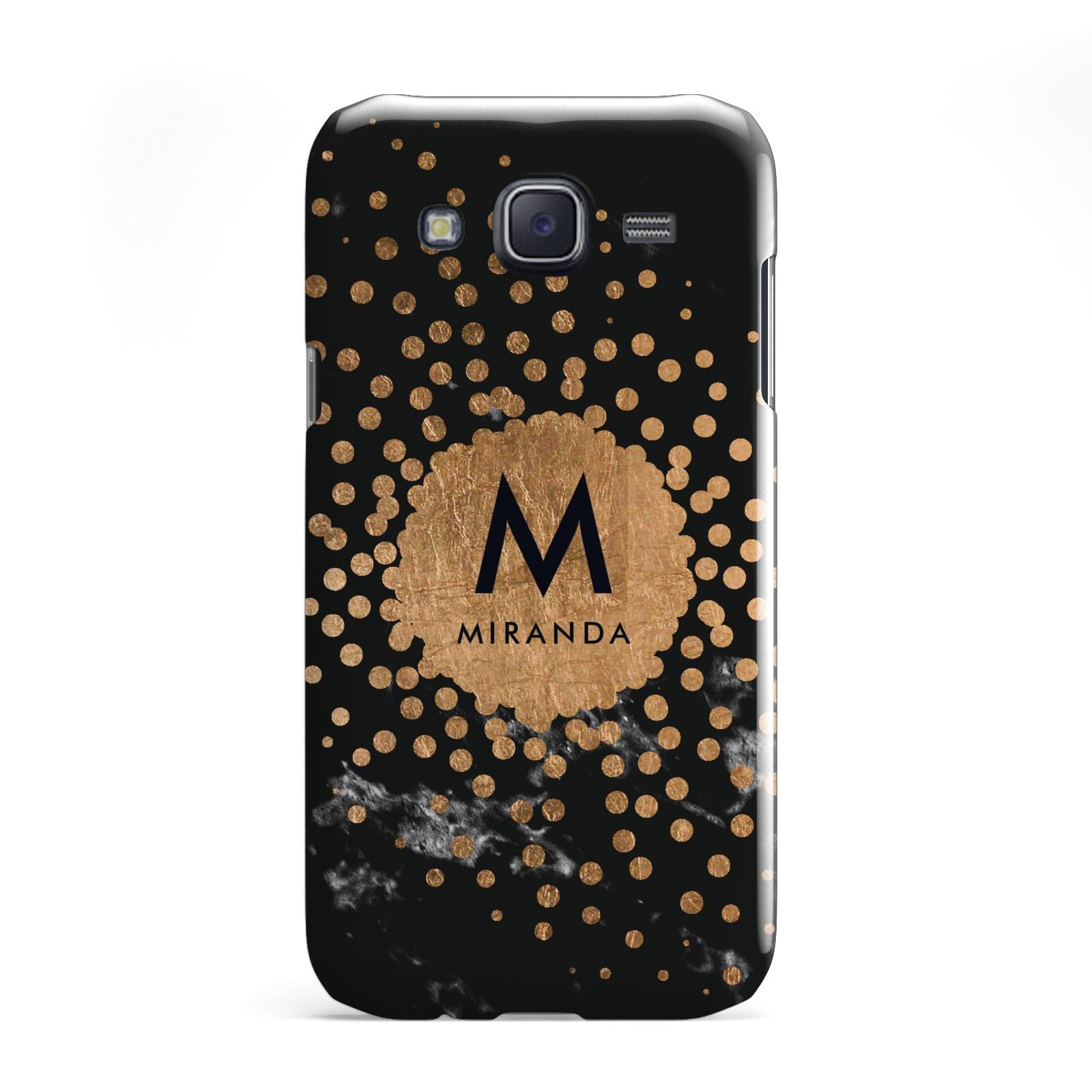 Personalised Copper Black Marble With Name Samsung Galaxy J5 Case