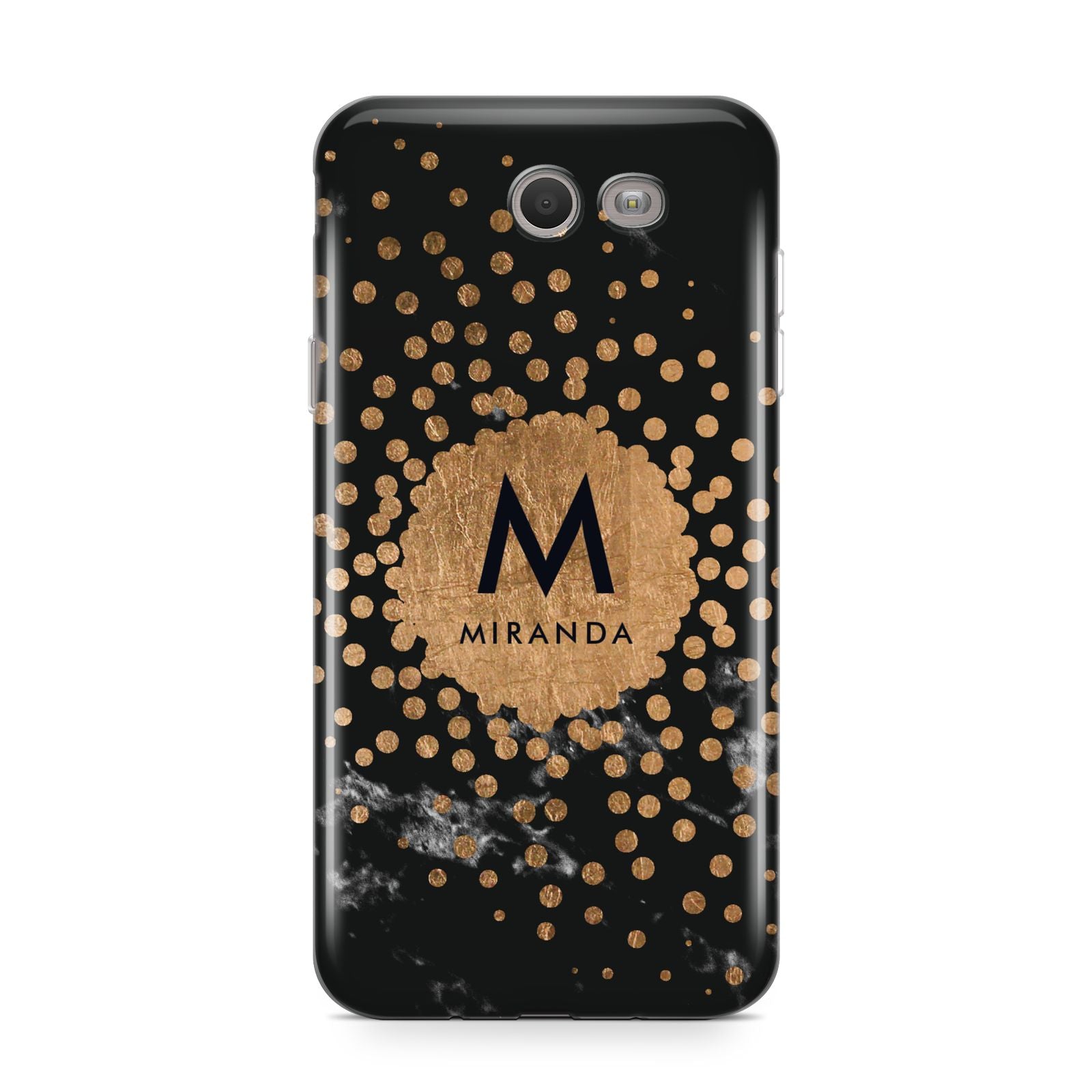 Personalised Copper Black Marble With Name Samsung Galaxy J7 2017 Case