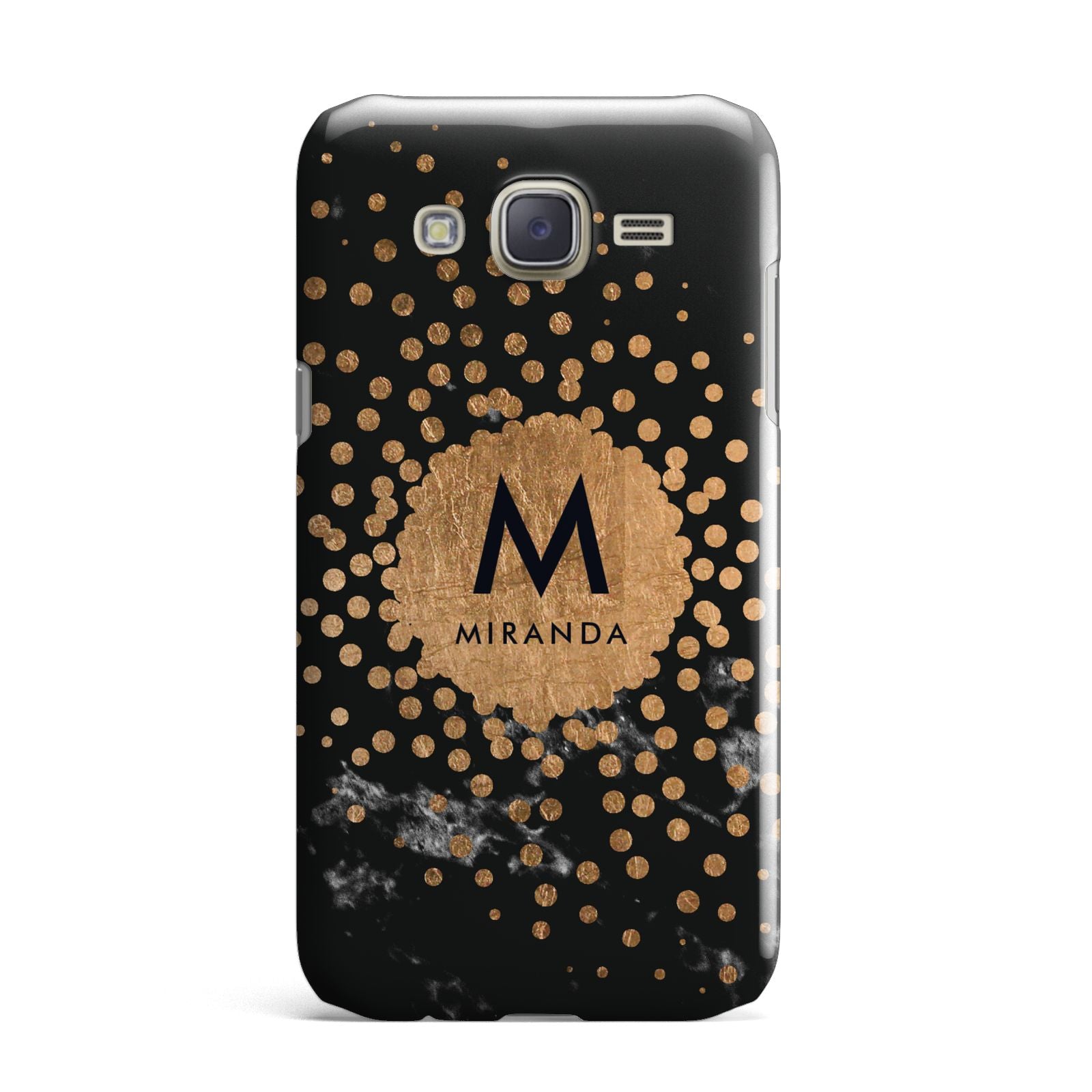 Personalised Copper Black Marble With Name Samsung Galaxy J7 Case