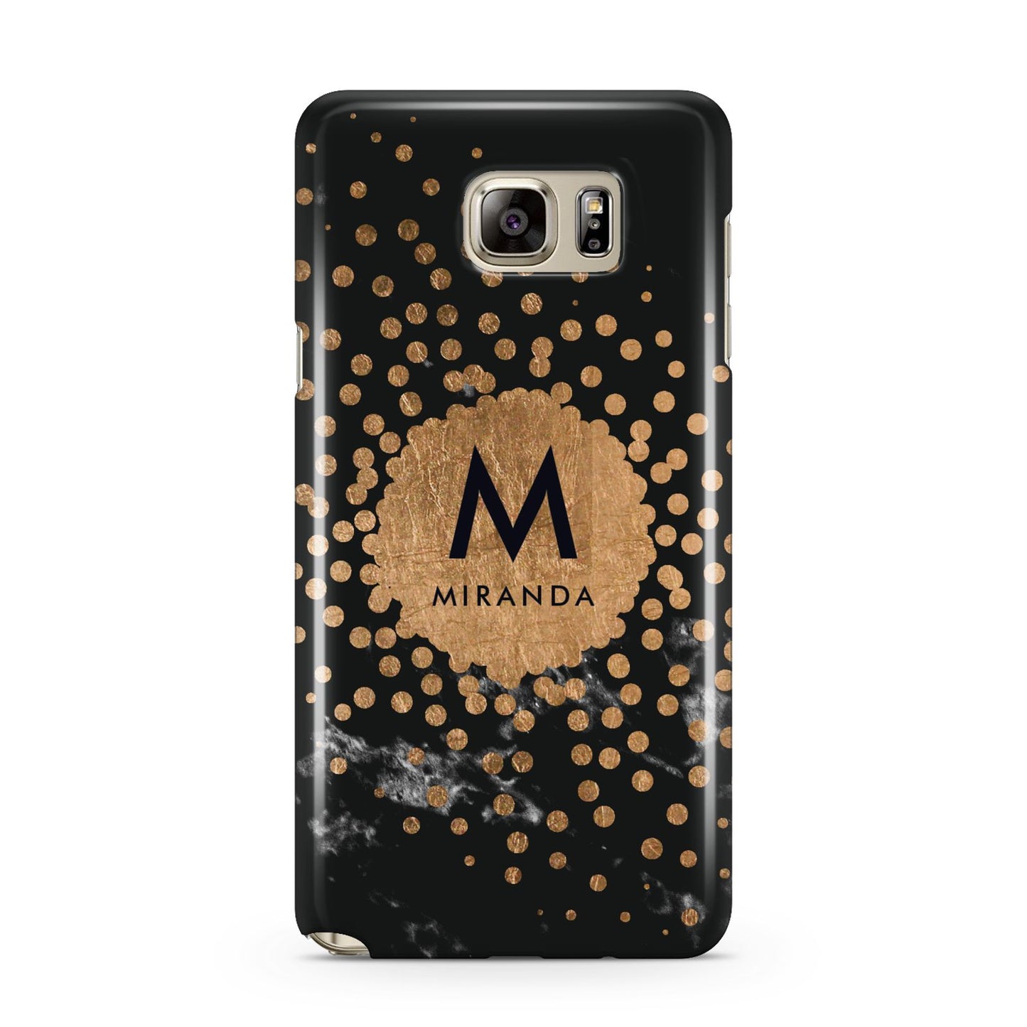 Personalised Copper Black Marble With Name Samsung Galaxy Note 5 Case