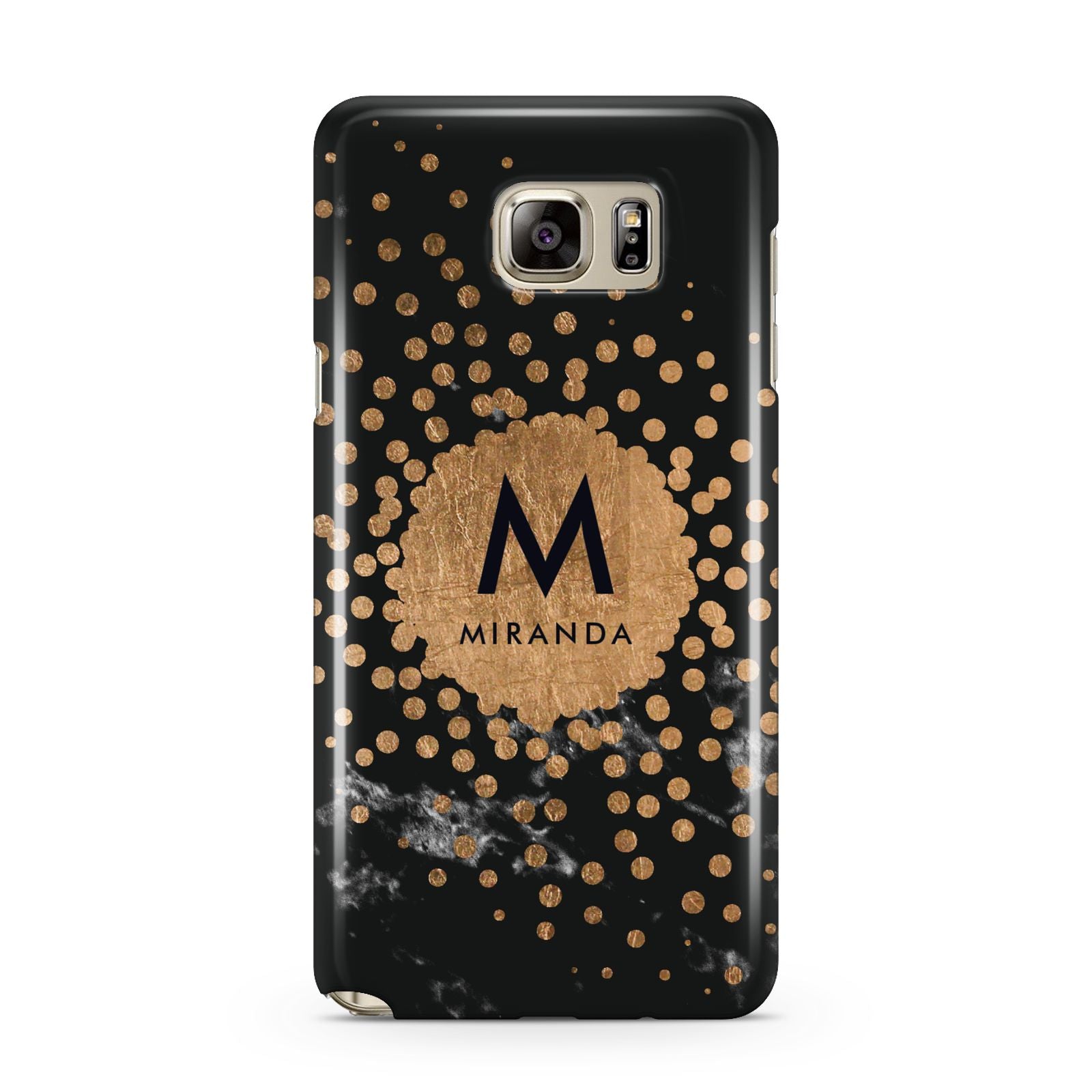 Personalised Copper Black Marble With Name Samsung Galaxy Note 5 Case