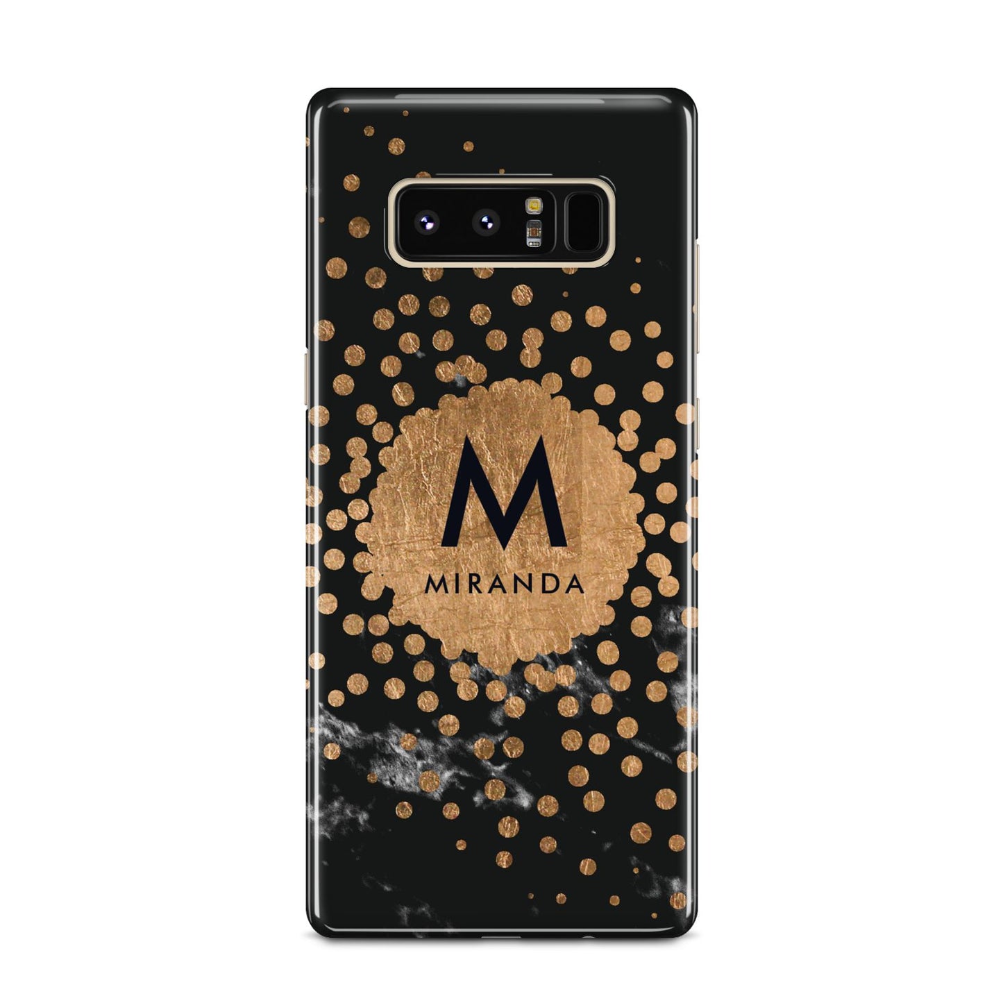 Personalised Copper Black Marble With Name Samsung Galaxy Note 8 Case