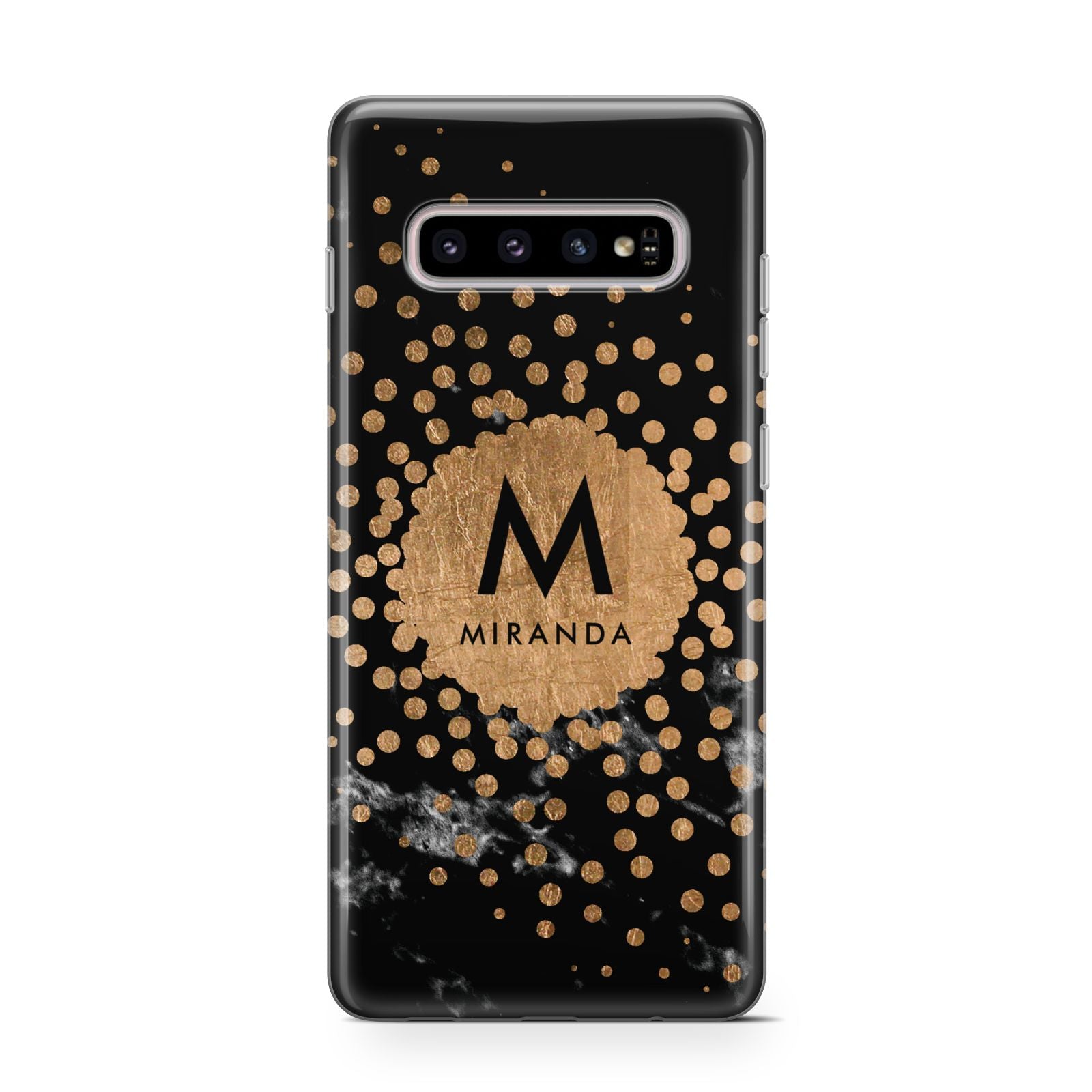 Personalised Copper Black Marble With Name Samsung Galaxy S10 Case