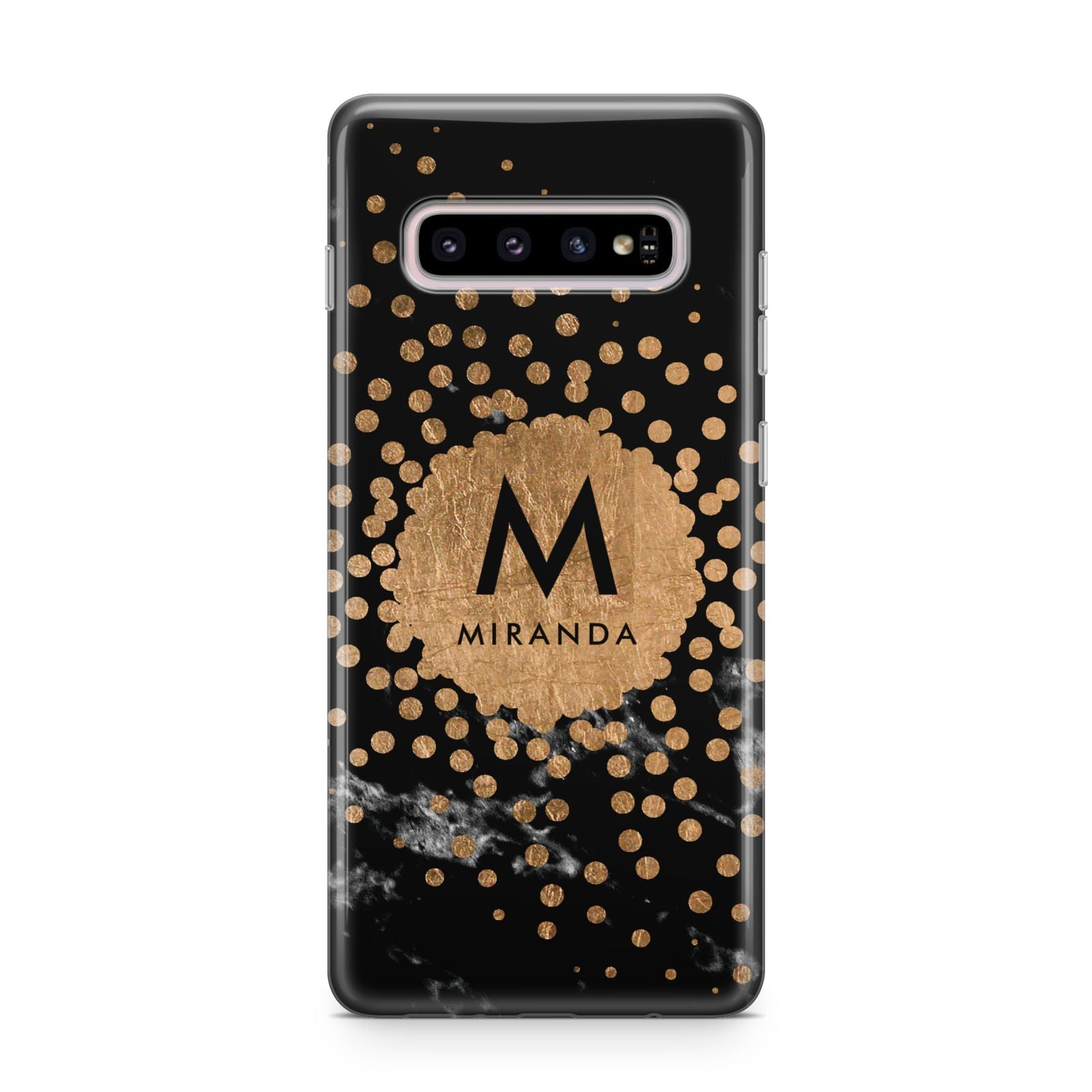 Personalised Copper Black Marble With Name Samsung Galaxy S10 Plus Case