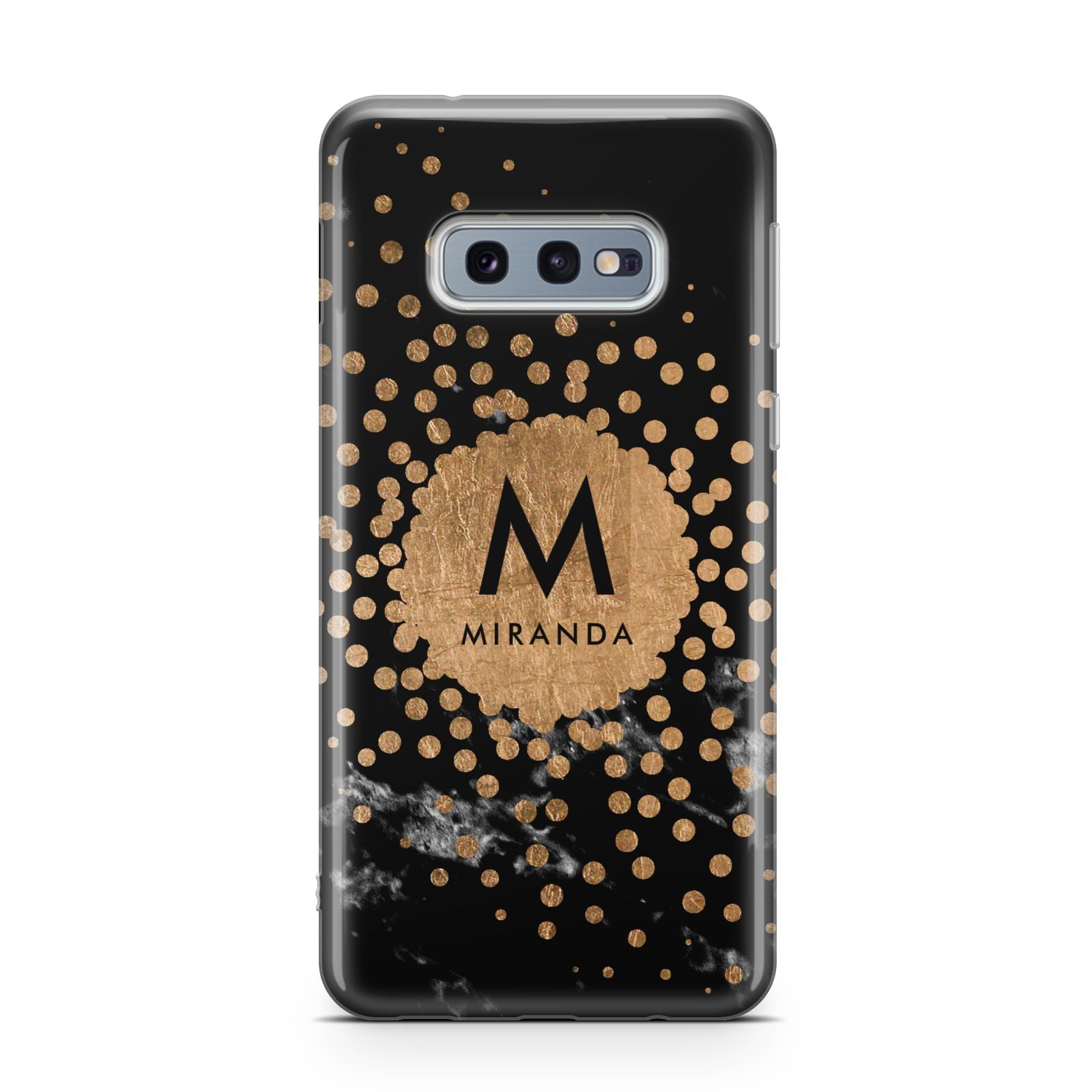 Personalised Copper Black Marble With Name Samsung Galaxy S10E Case