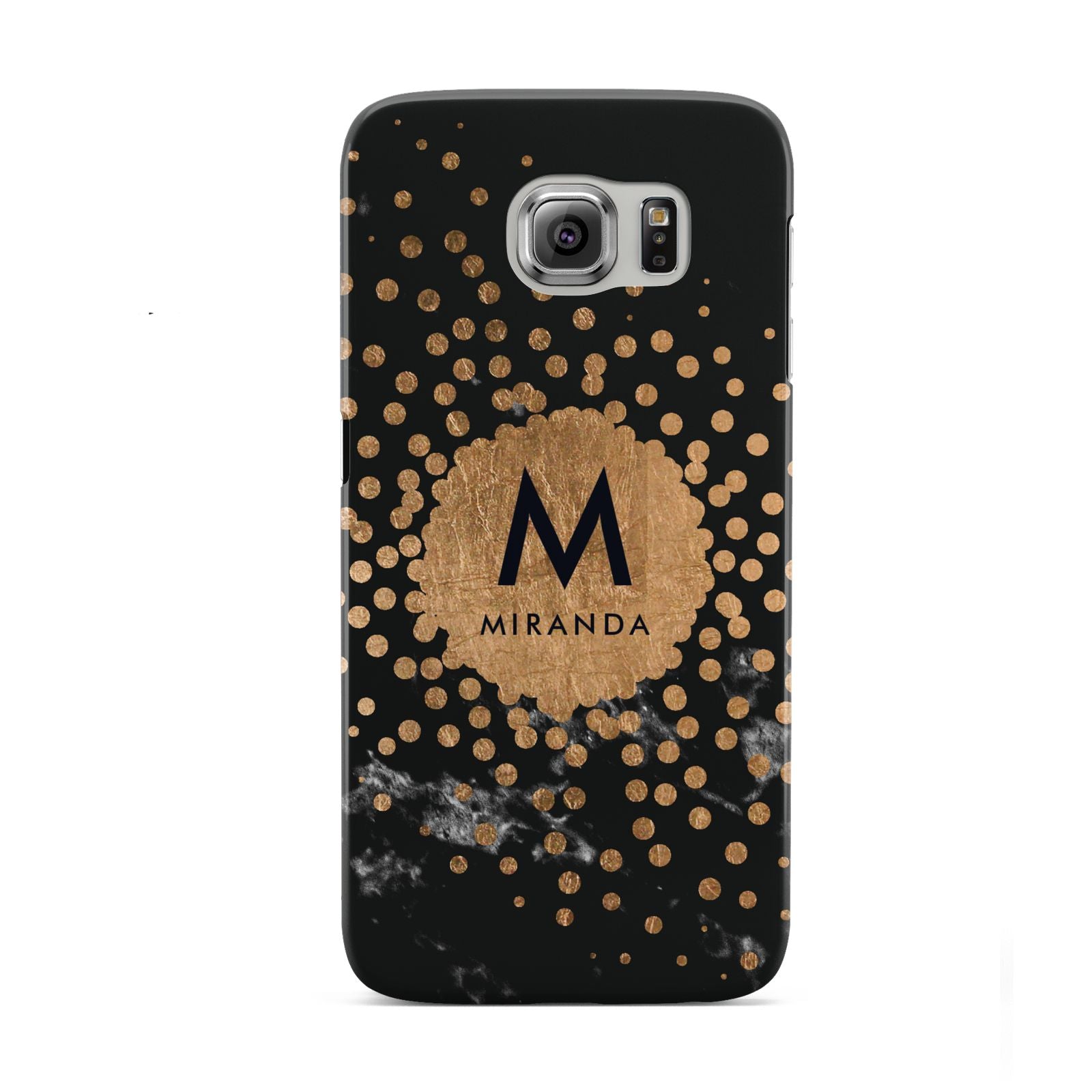 Personalised Copper Black Marble With Name Samsung Galaxy S6 Case