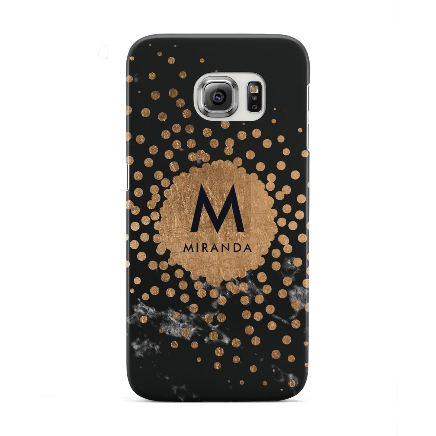 Personalised Copper Black Marble With Name Samsung Galaxy S6 Edge Case