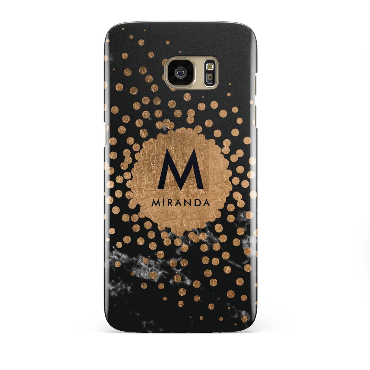 Personalised Copper Black Marble With Name Samsung Galaxy S7 Edge Case