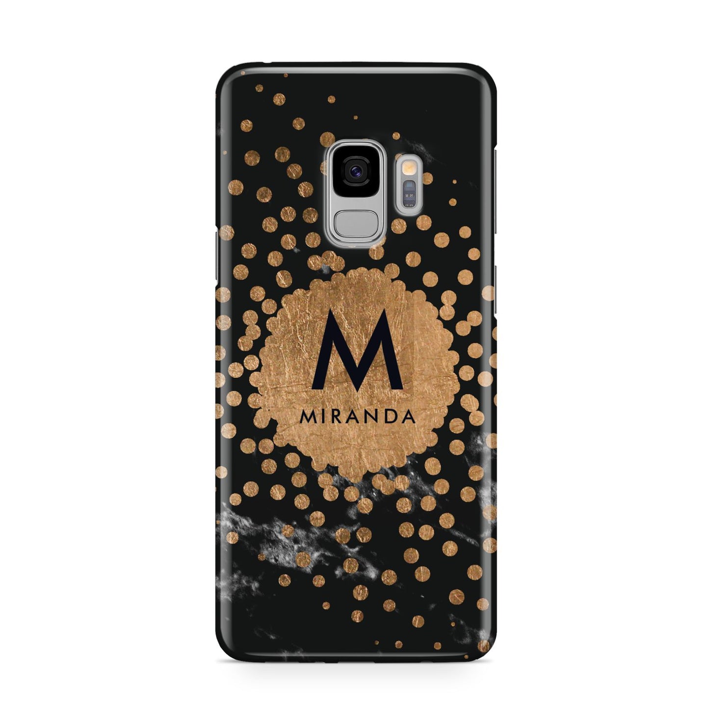 Personalised Copper Black Marble With Name Samsung Galaxy S9 Case