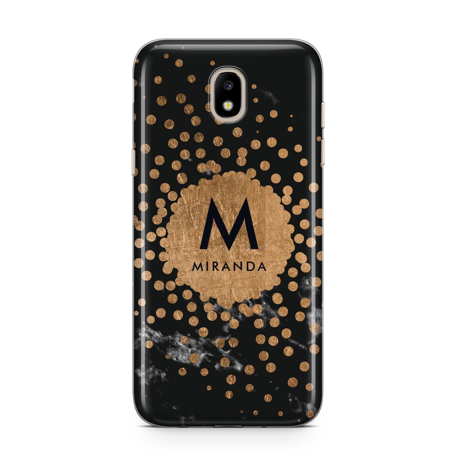 Personalised Copper Black Marble With Name Samsung J5 2017 Case