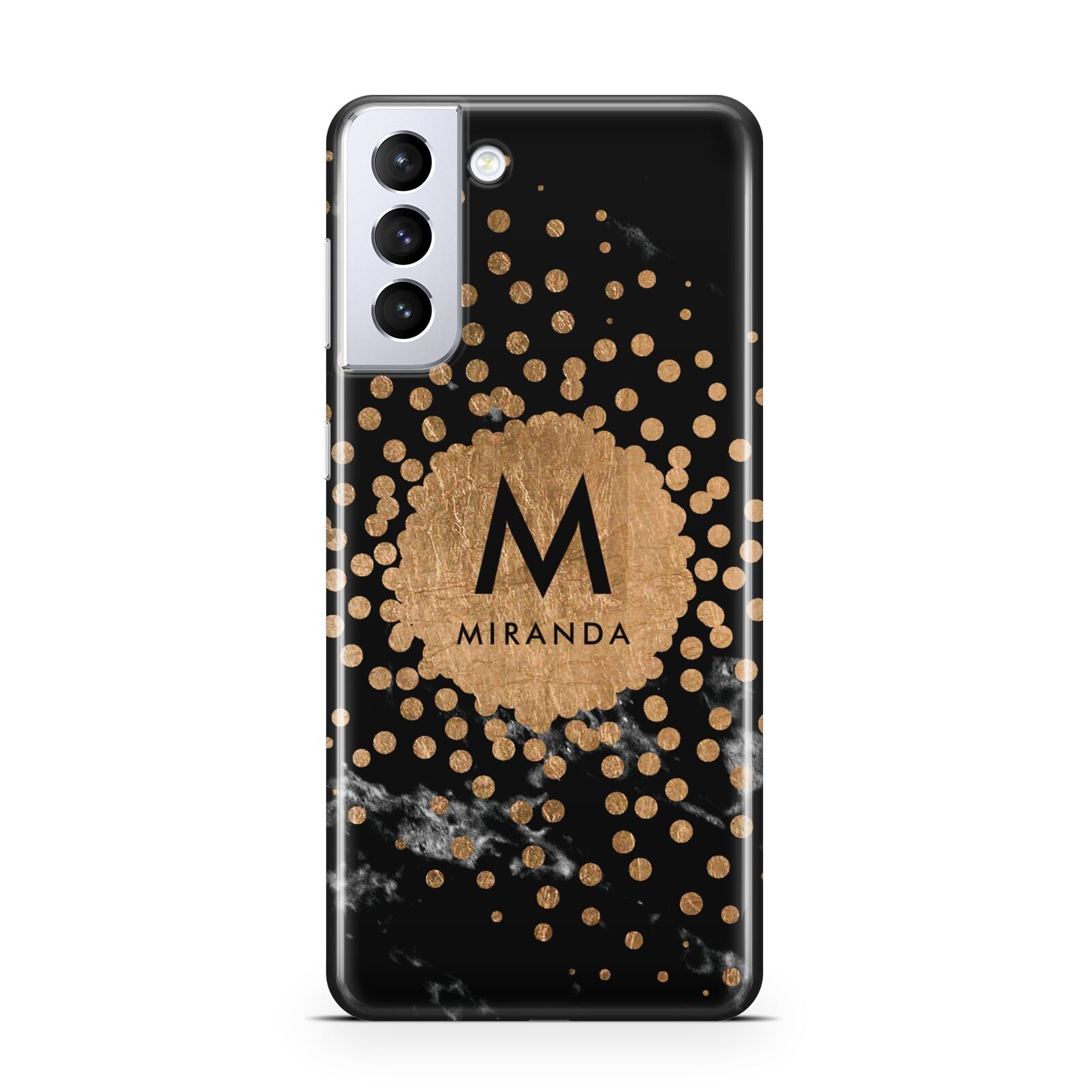 Personalised Copper Black Marble With Name Samsung Galaxy Case