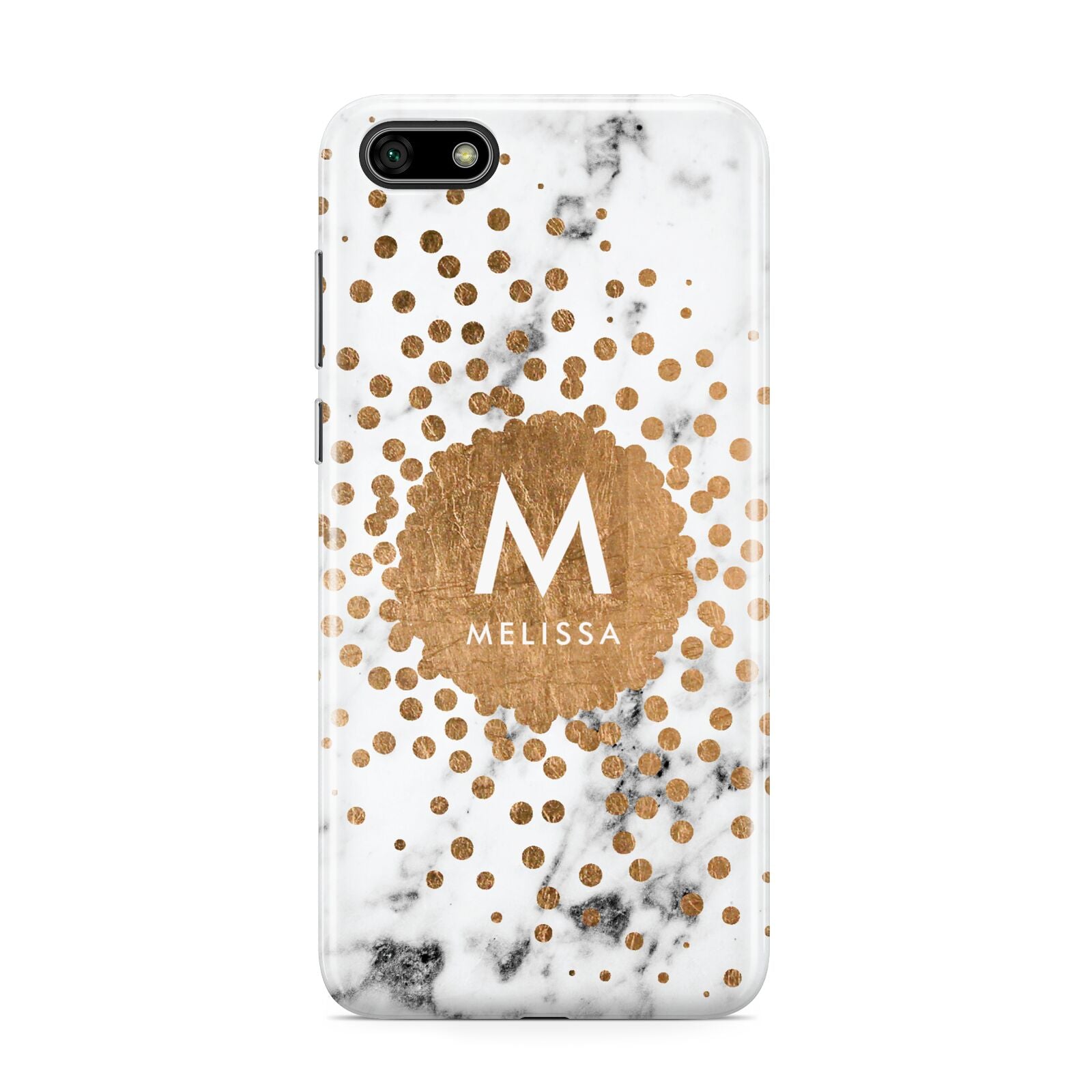 Personalised Copper Confetti Marble Name Huawei Y5 Prime 2018 Phone Case