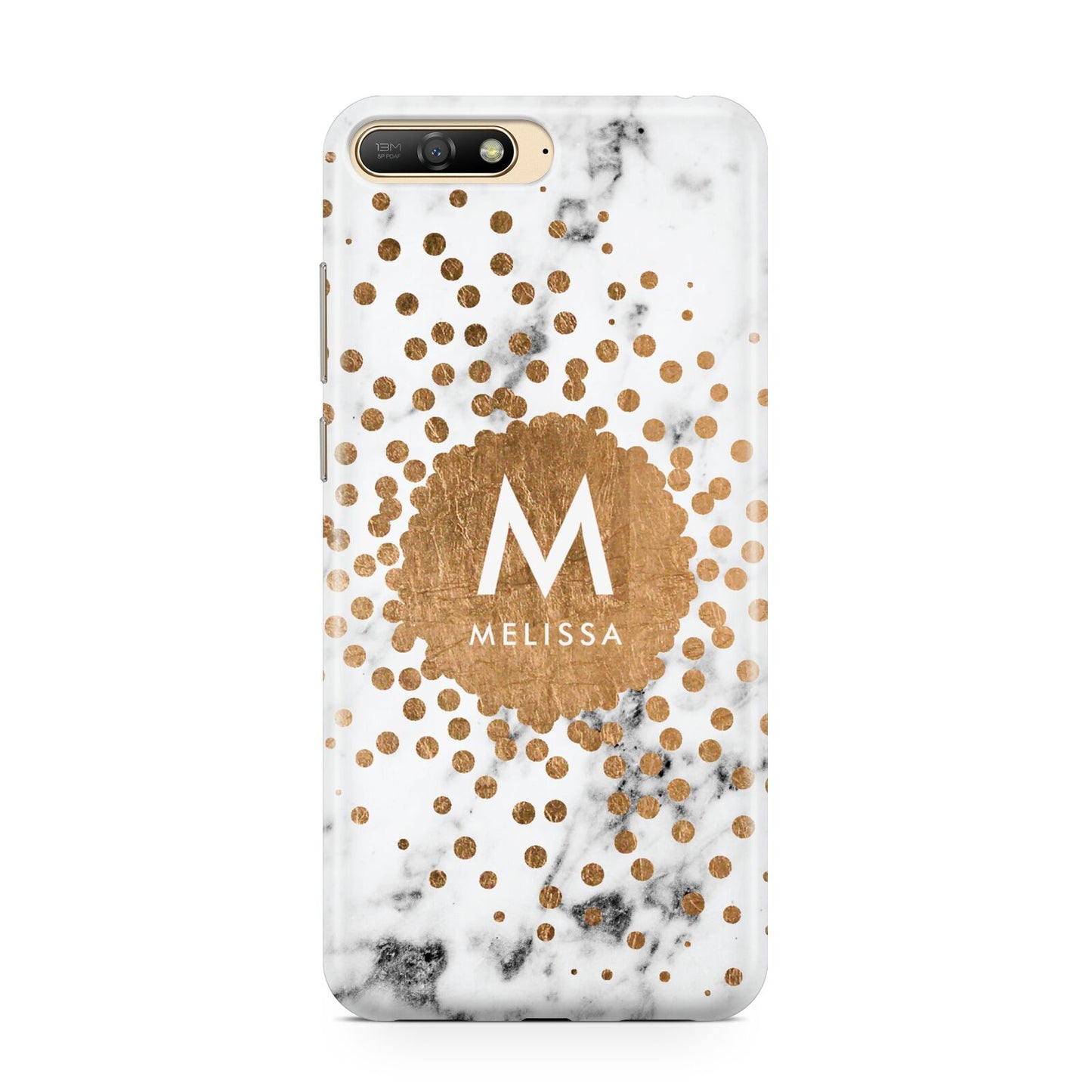 Personalised Copper Confetti Marble Name Huawei Y6 2018