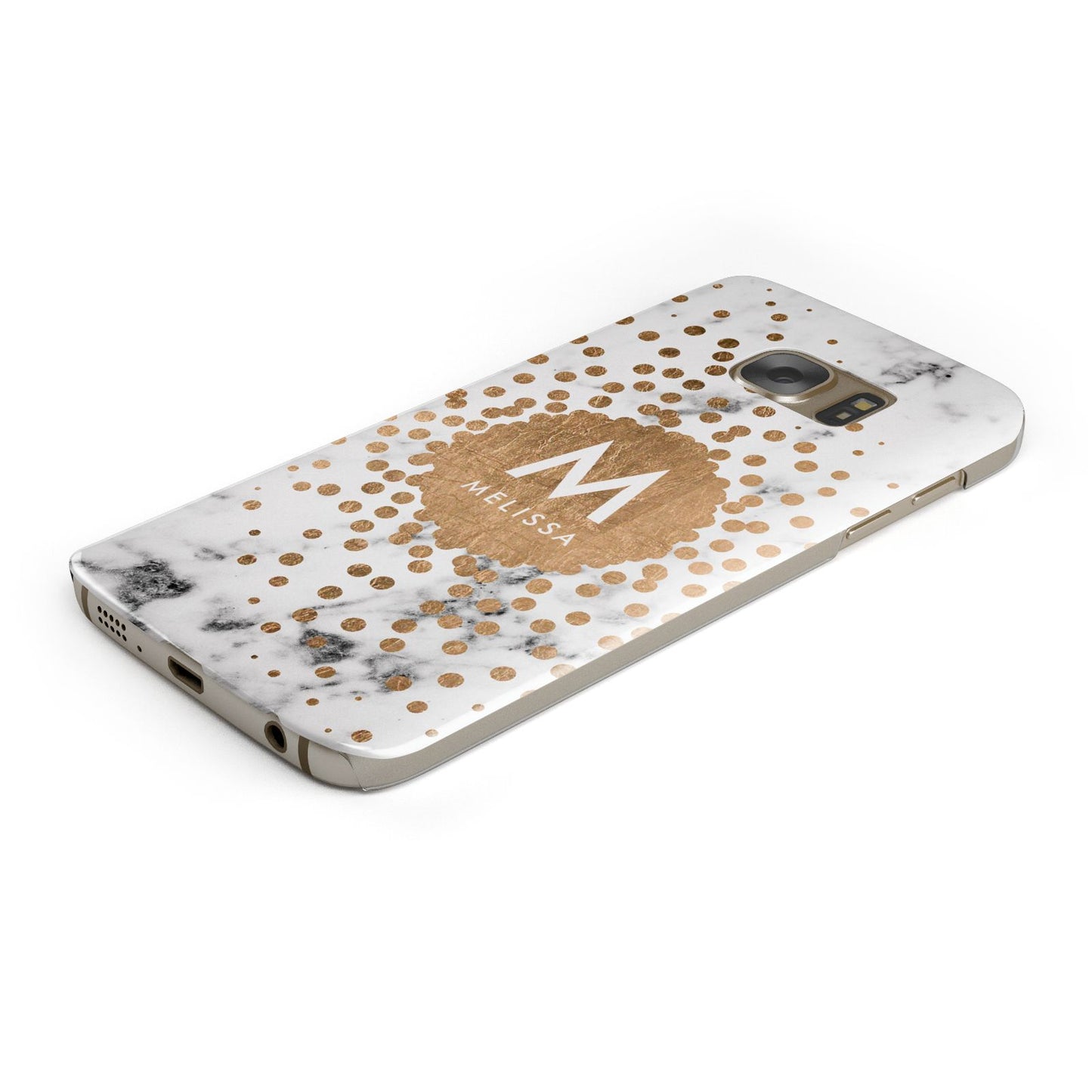 Personalised Copper Confetti Marble Name Samsung Galaxy Case Bottom Cutout