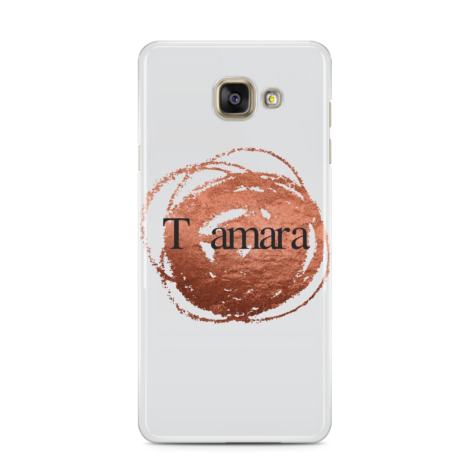 Personalised Copper Effect Custom Initials Samsung Galaxy A3 2016 Case on gold phone