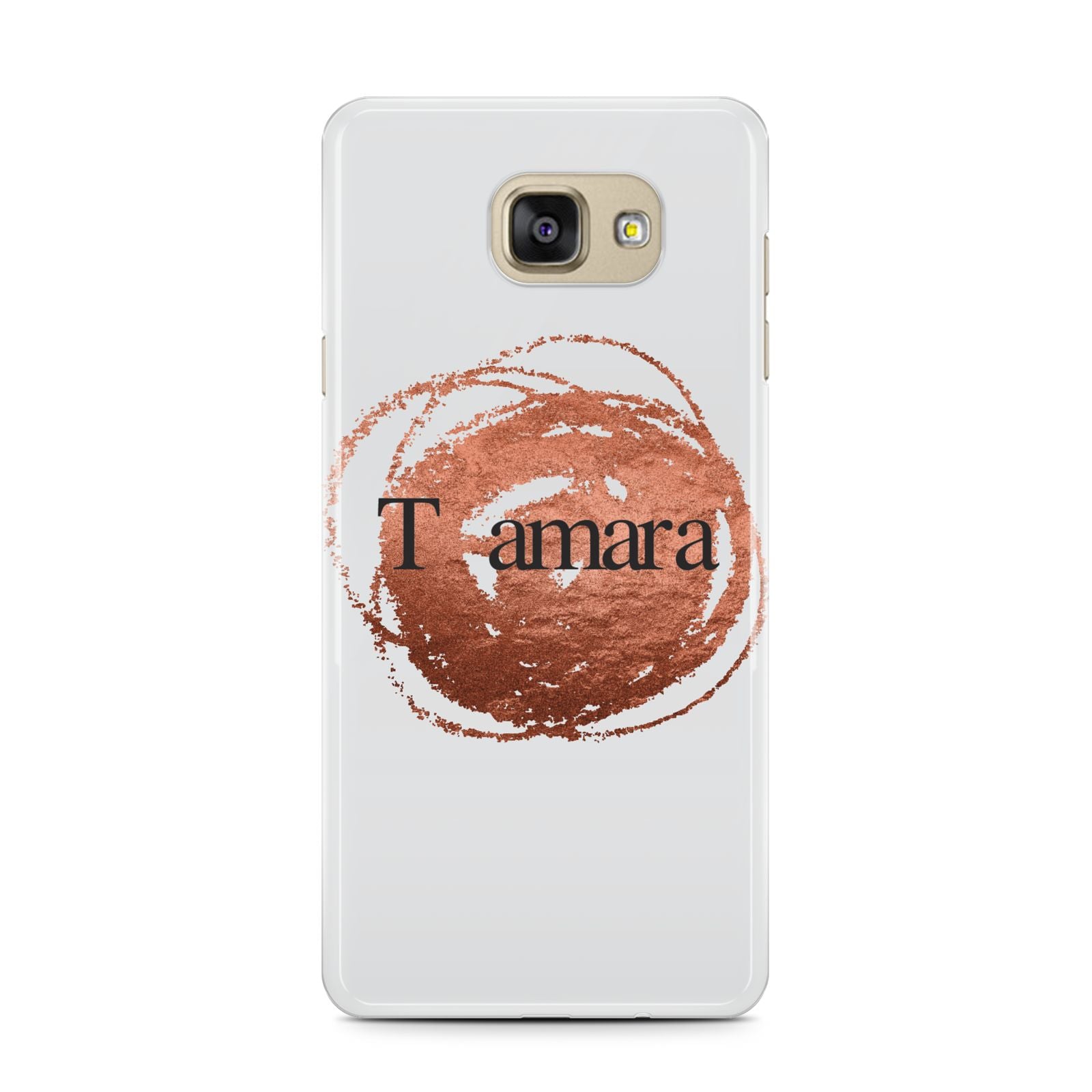 Personalised Copper Effect Custom Initials Samsung Galaxy A7 2016 Case on gold phone