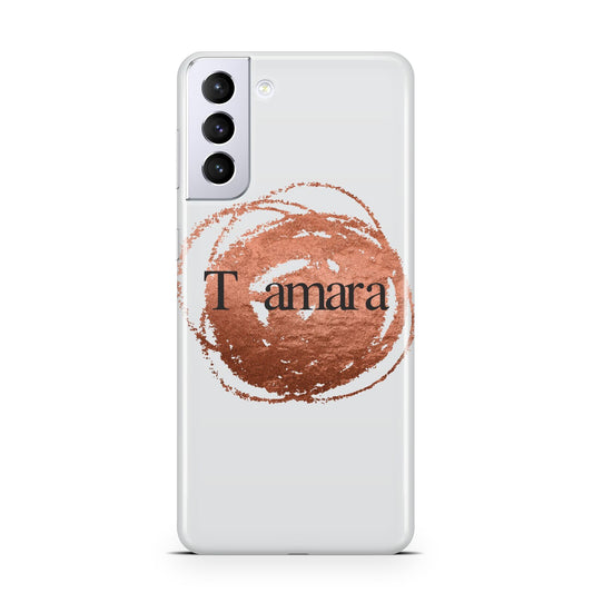 Personalised Copper Effect Custom Initials Samsung S21 Plus Phone Case