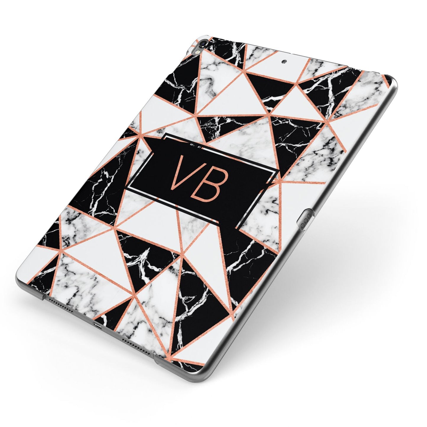 Personalised Copper Marble Initials Apple iPad Case on Grey iPad Side View