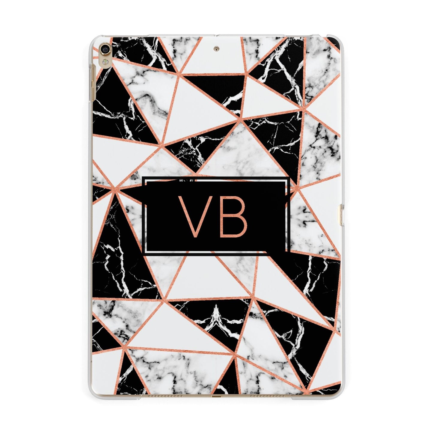 Personalised Copper Marble Initials Apple iPad Gold Case