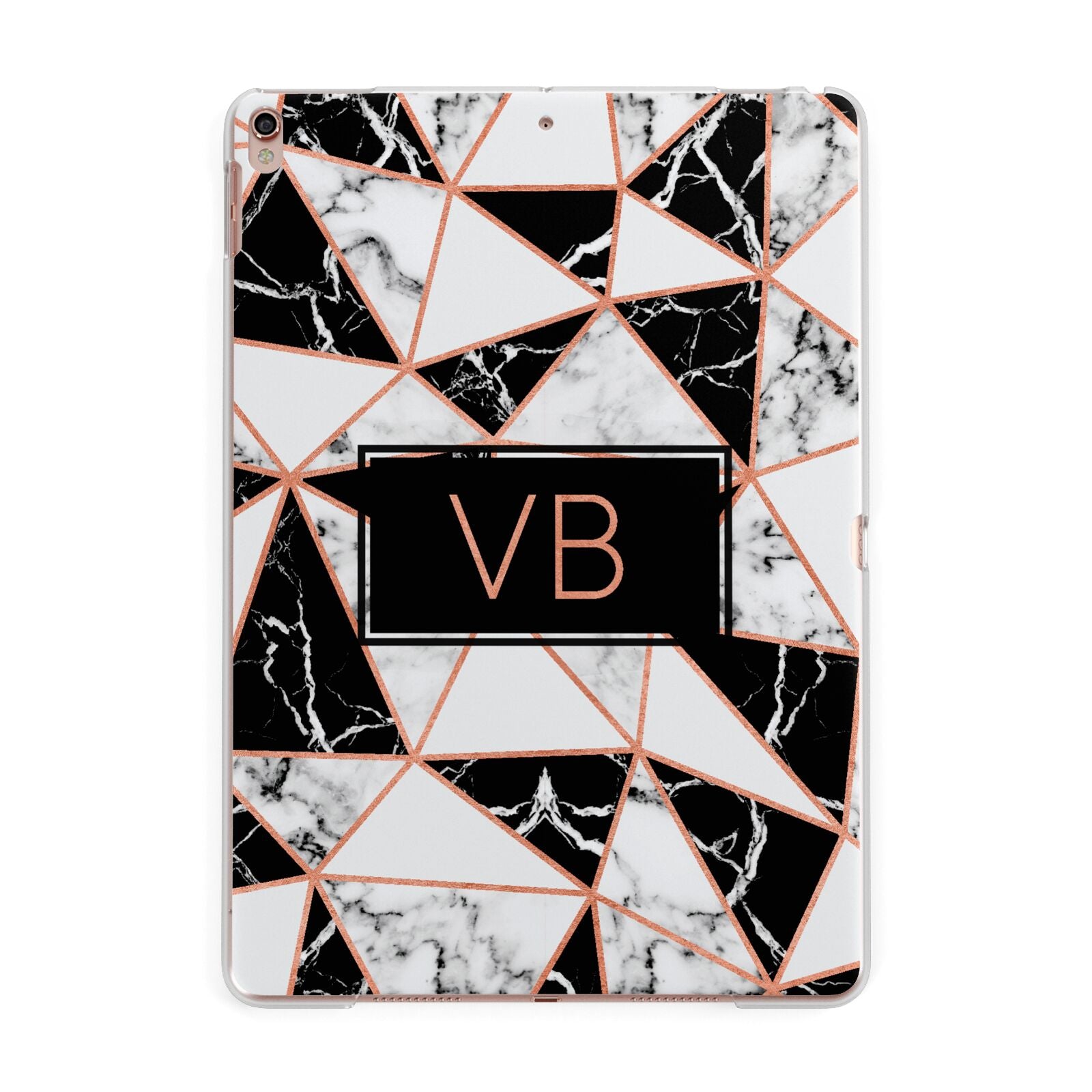 Personalised Copper Marble Initials Apple iPad Rose Gold Case