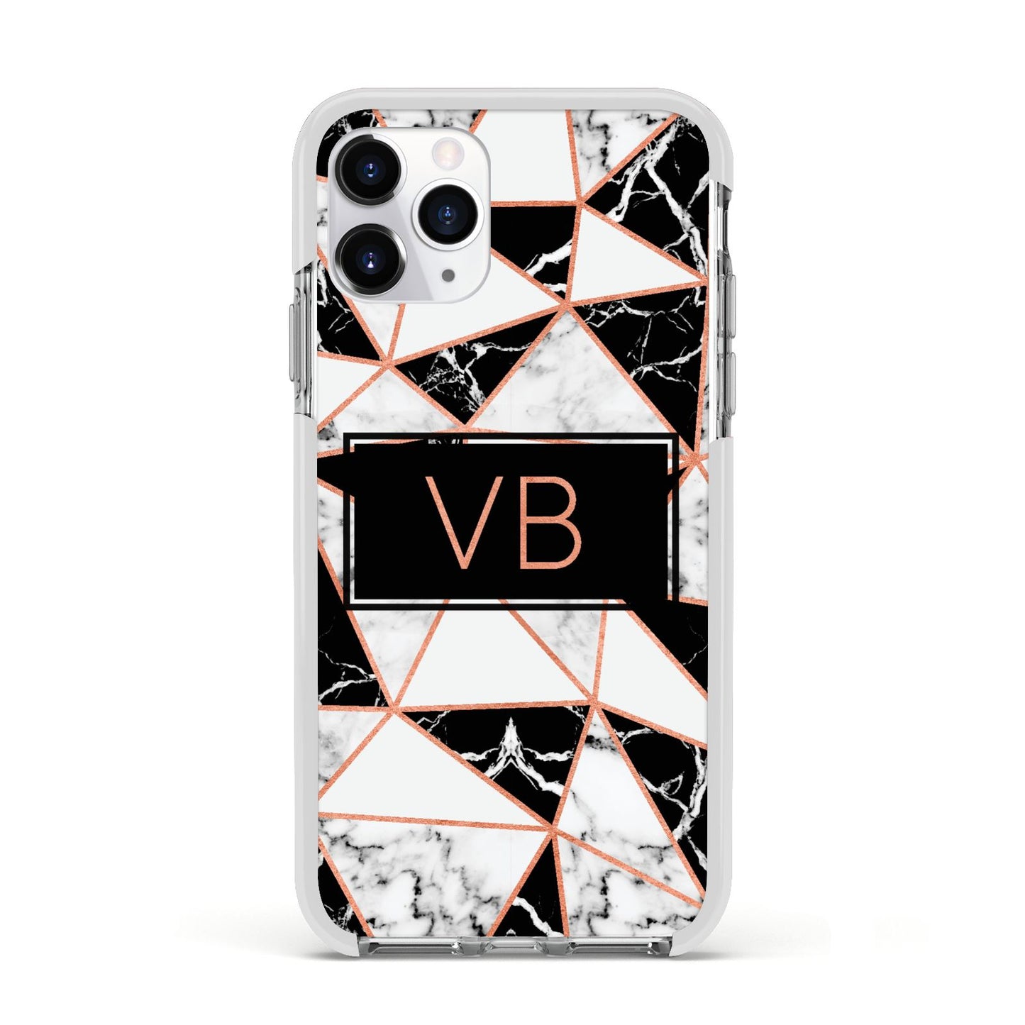 Personalised Copper Marble Initials Apple iPhone 11 Pro in Silver with White Impact Case