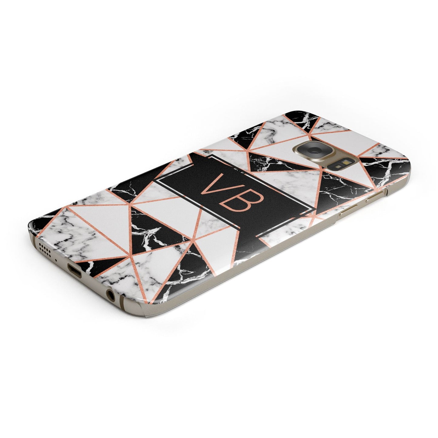 Personalised Copper Marble Initials Samsung Galaxy Case Bottom Cutout