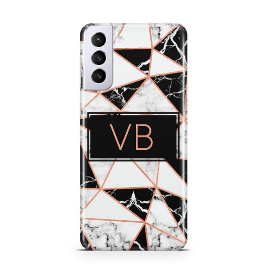 Personalised Copper Marble Initials Samsung S21 Plus Phone Case