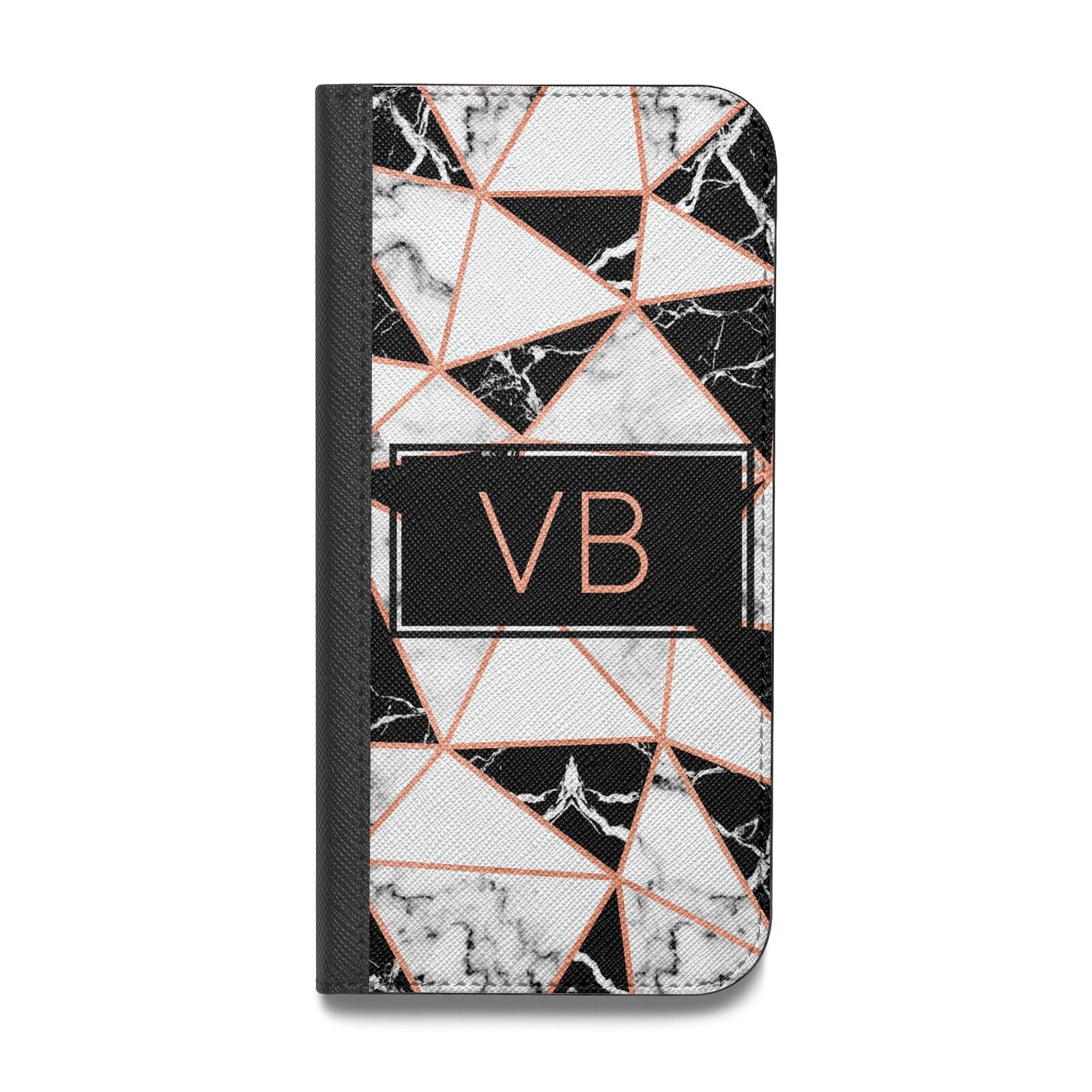 Personalised Copper Marble Initials Vegan Leather Flip Samsung Case