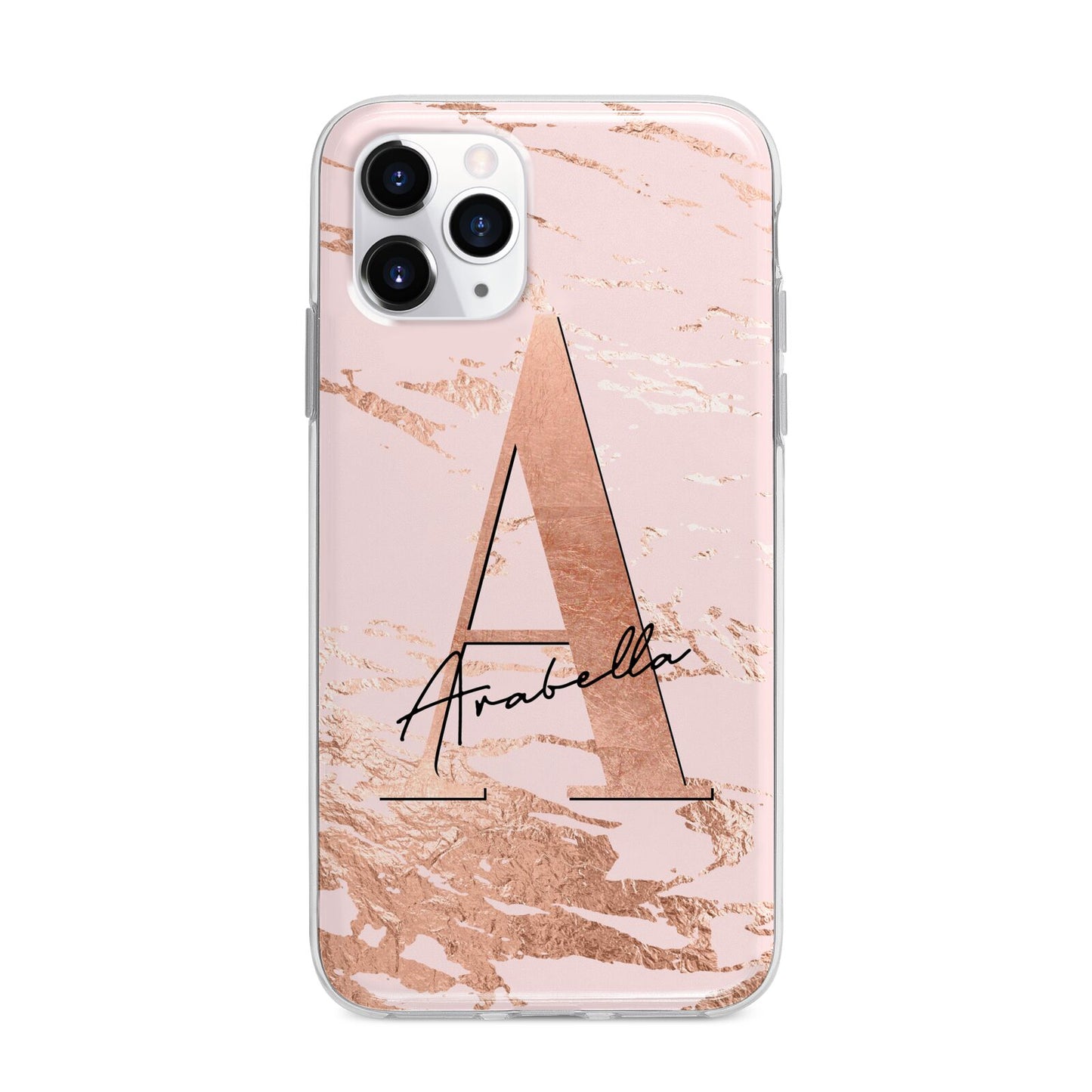 Personalised Copper Pink Marble Apple iPhone 11 Pro Max in Silver with Bumper Case
