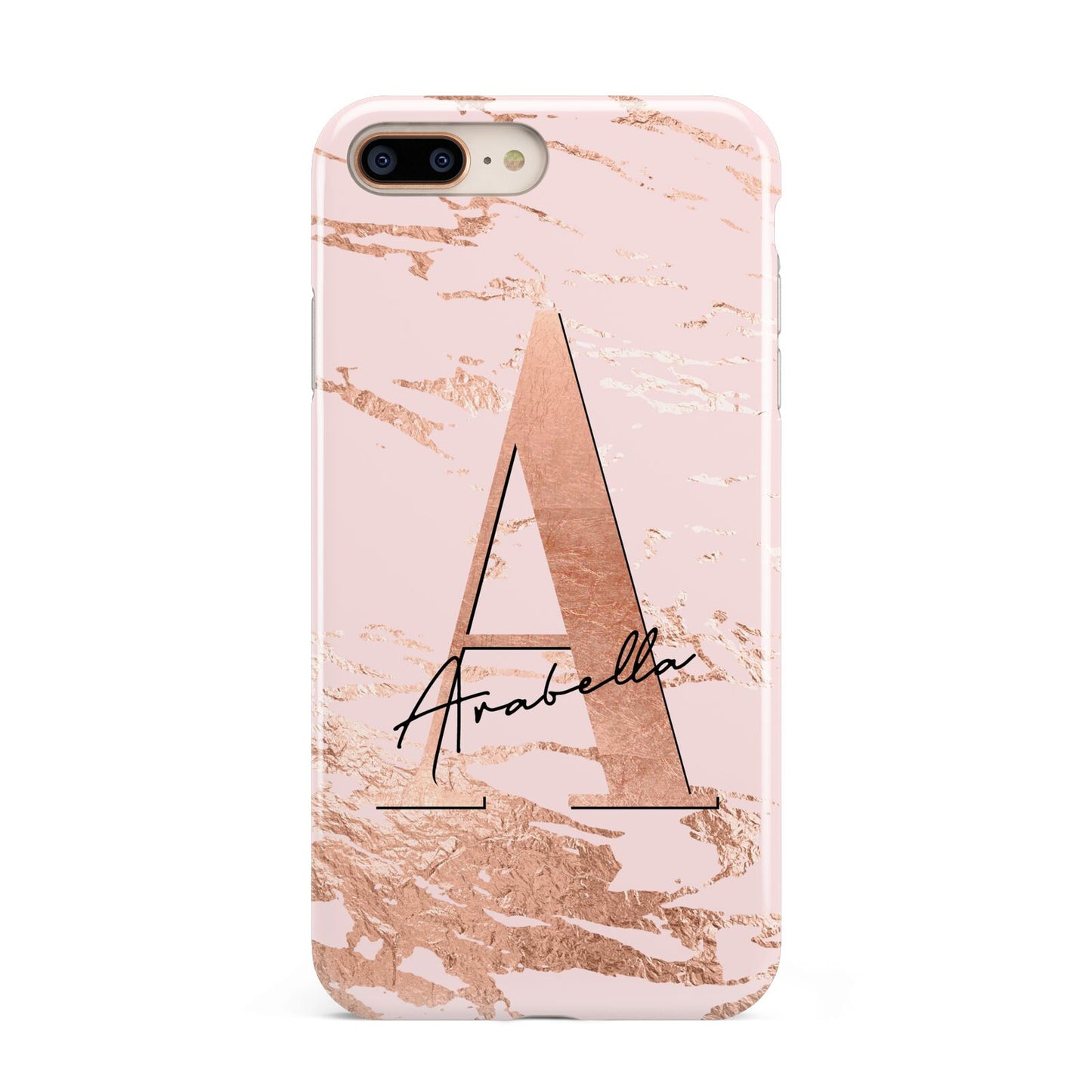 Personalised Copper Pink Marble Apple iPhone 7 8 Plus 3D Tough Case