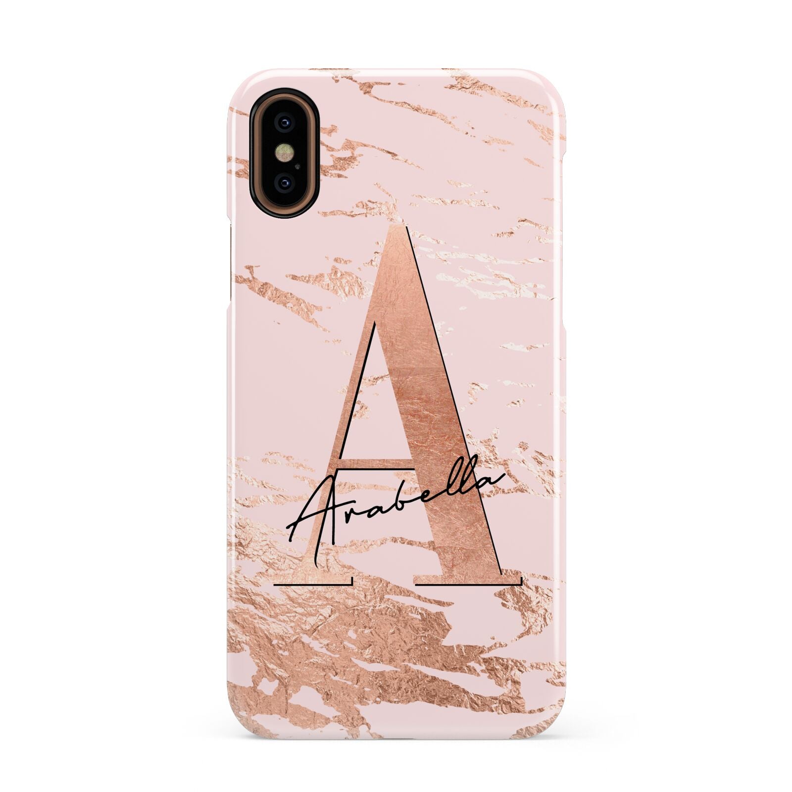 Personalised Copper Pink Marble Apple iPhone XS 3D Snap Case