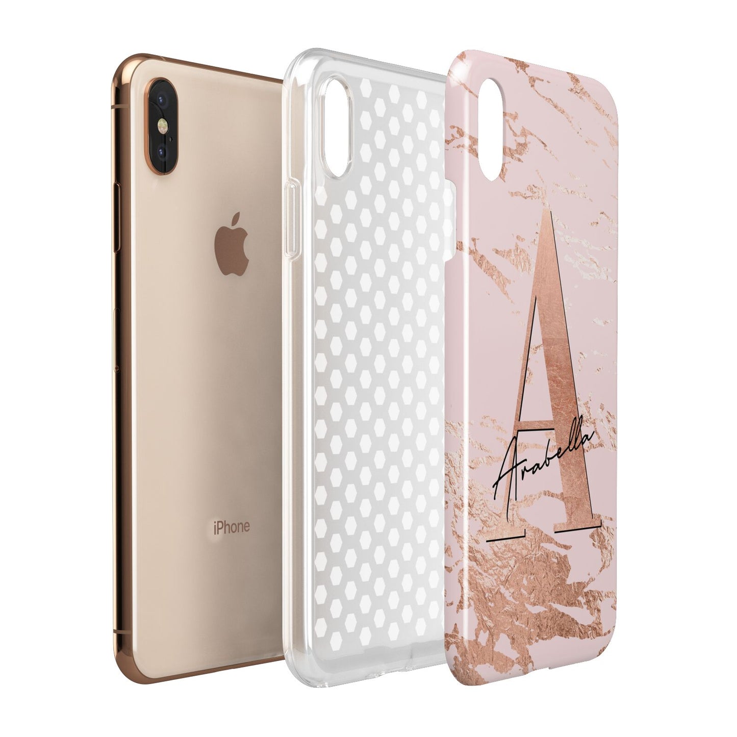 Personalised Copper Pink Marble Apple iPhone Xs Max 3D Tough Case Expanded View