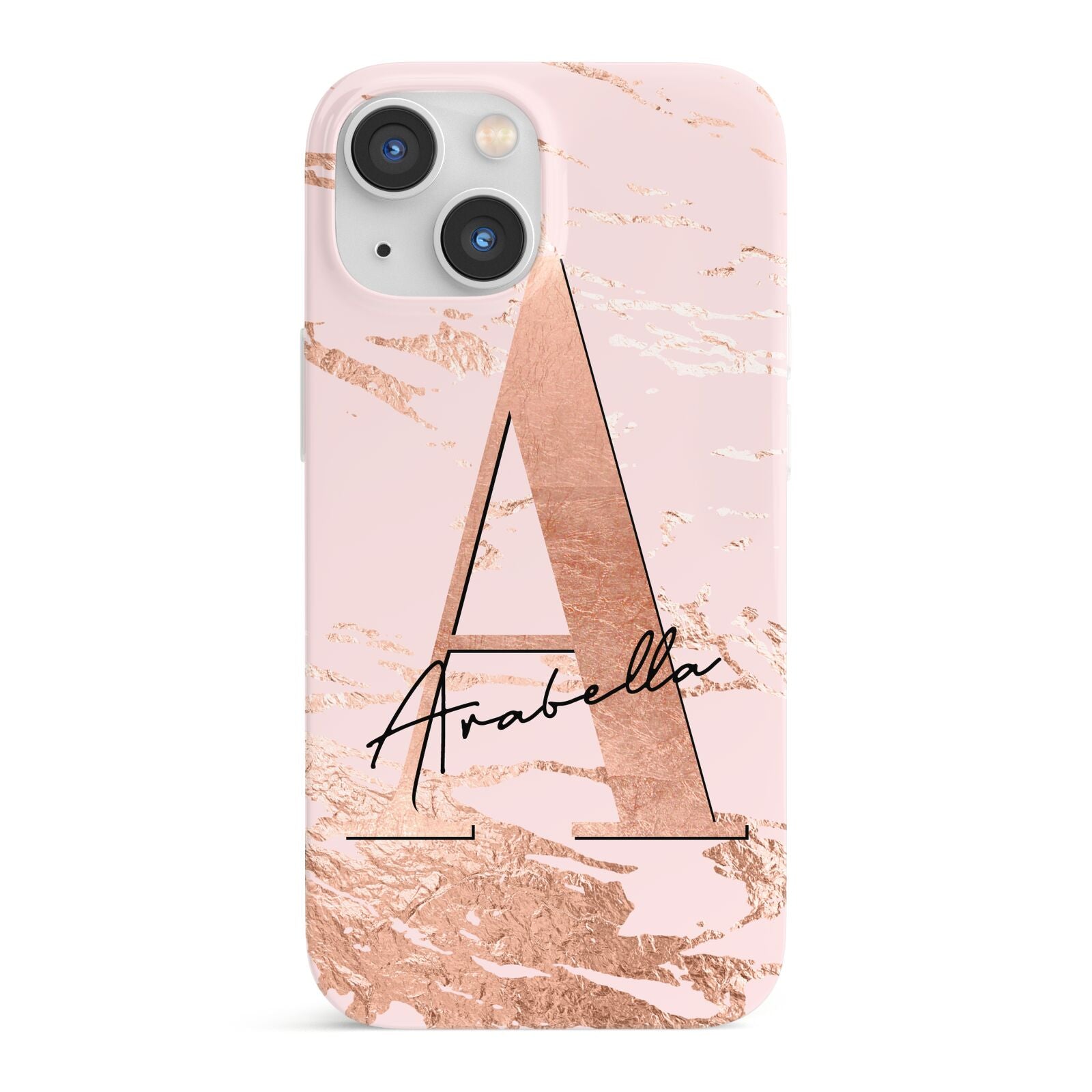 Personalised Copper Pink Marble iPhone 13 Mini Full Wrap 3D Snap Case
