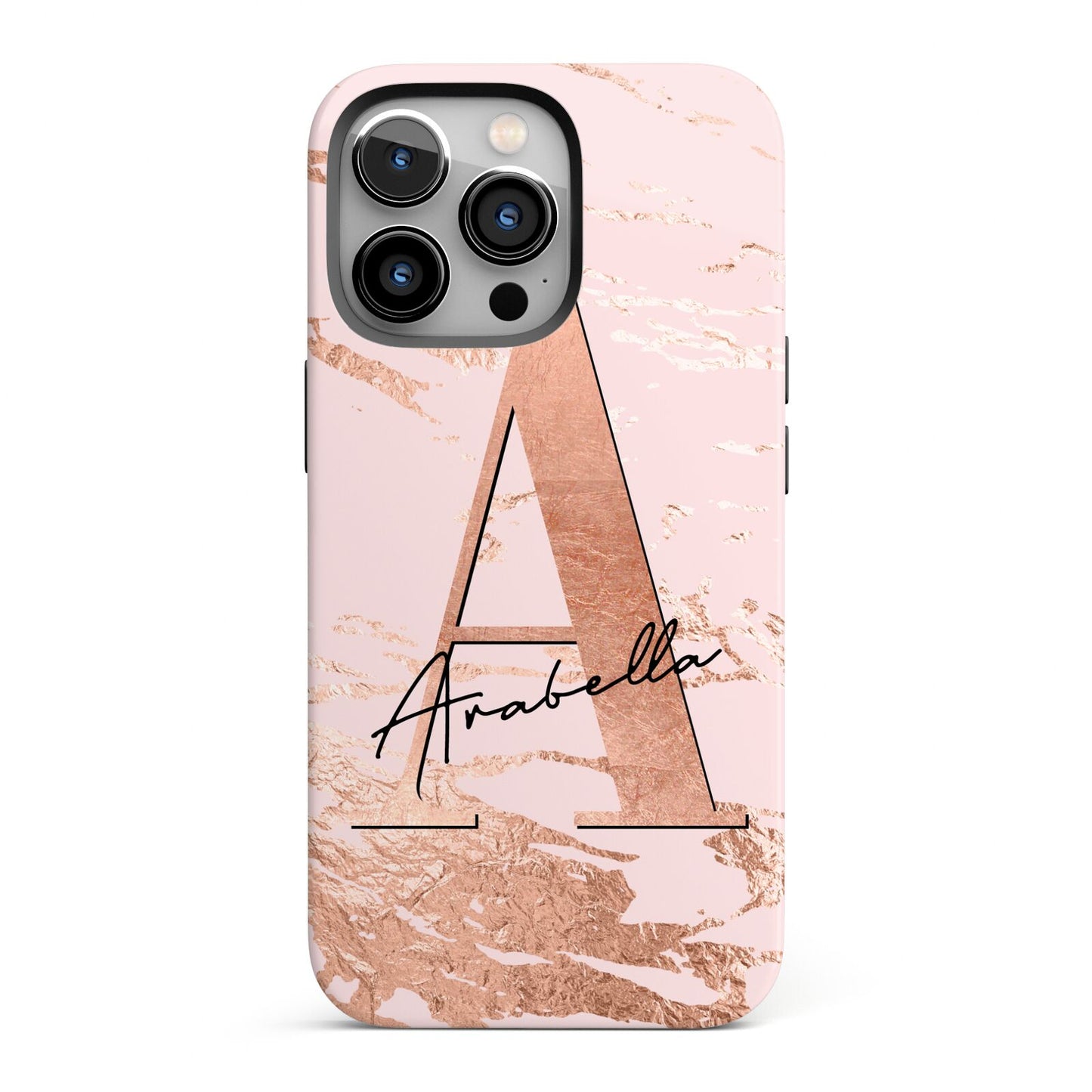 Personalised Copper Pink Marble iPhone 13 Pro Full Wrap 3D Tough Case