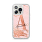 Personalised Copper Pink Marble iPhone 14 Pro Glitter Tough Case Silver