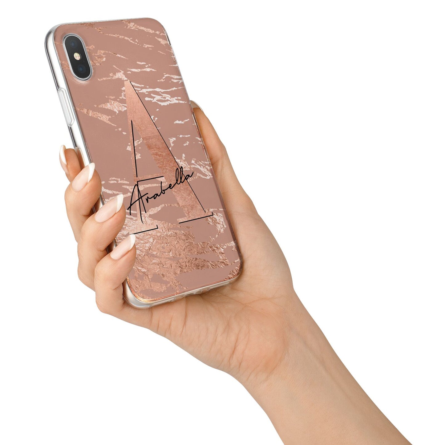 Personalised Copper Taupe Marble iPhone X Bumper Case on Silver iPhone Alternative Image 2