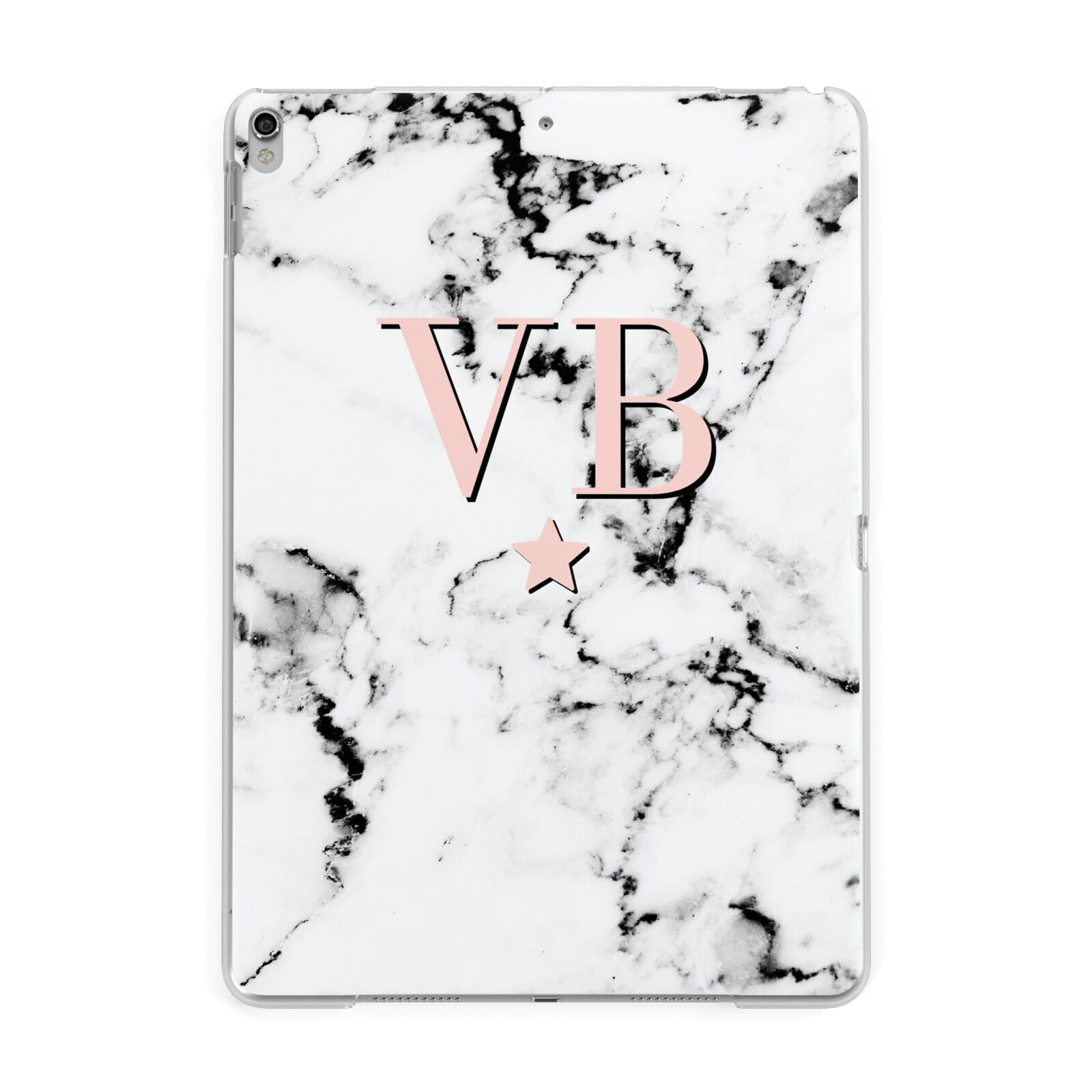 Personalised Coral Initials Star Marble Apple iPad Silver Case
