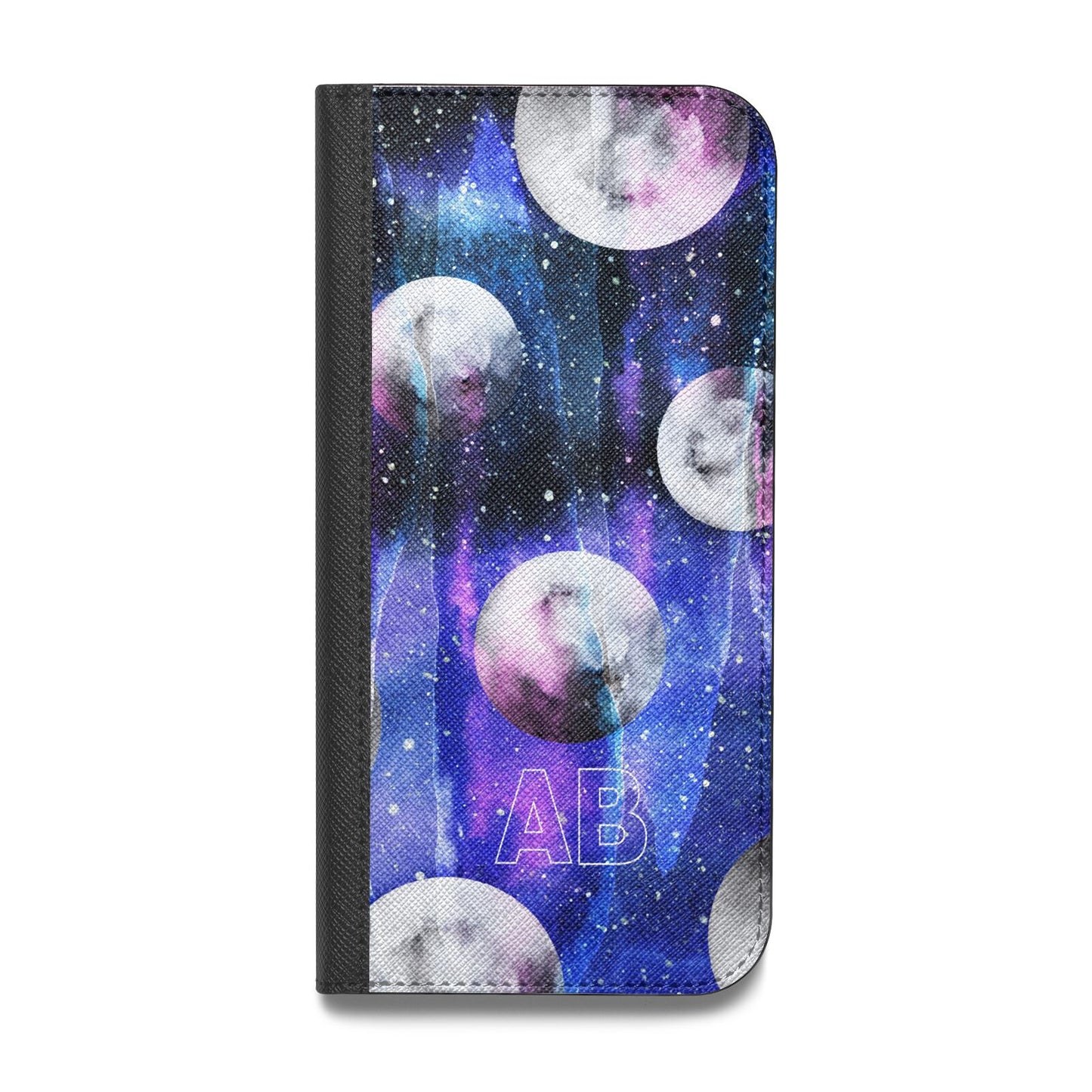 Personalised Cosmic Vegan Leather Flip iPhone Case