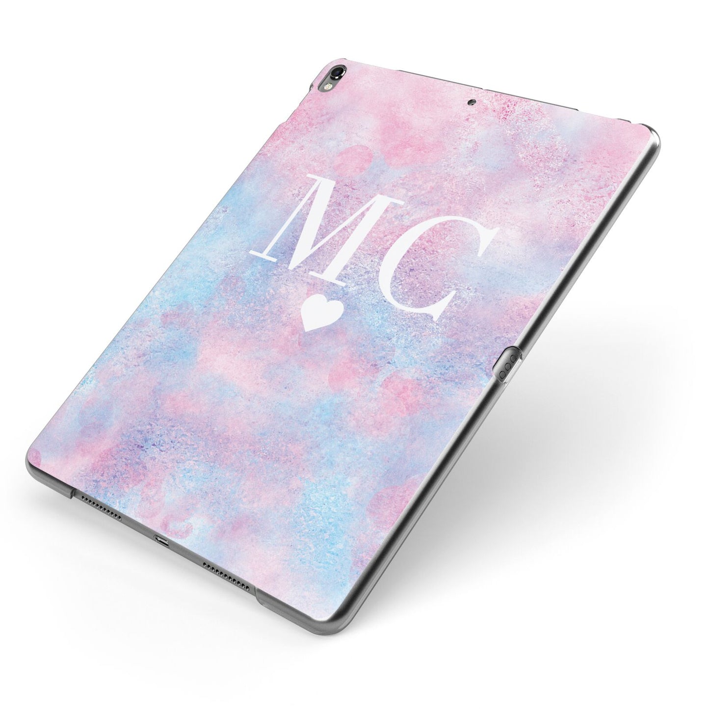 Personalised Cotton Candy Marble Initials Apple iPad Case on Grey iPad Side View
