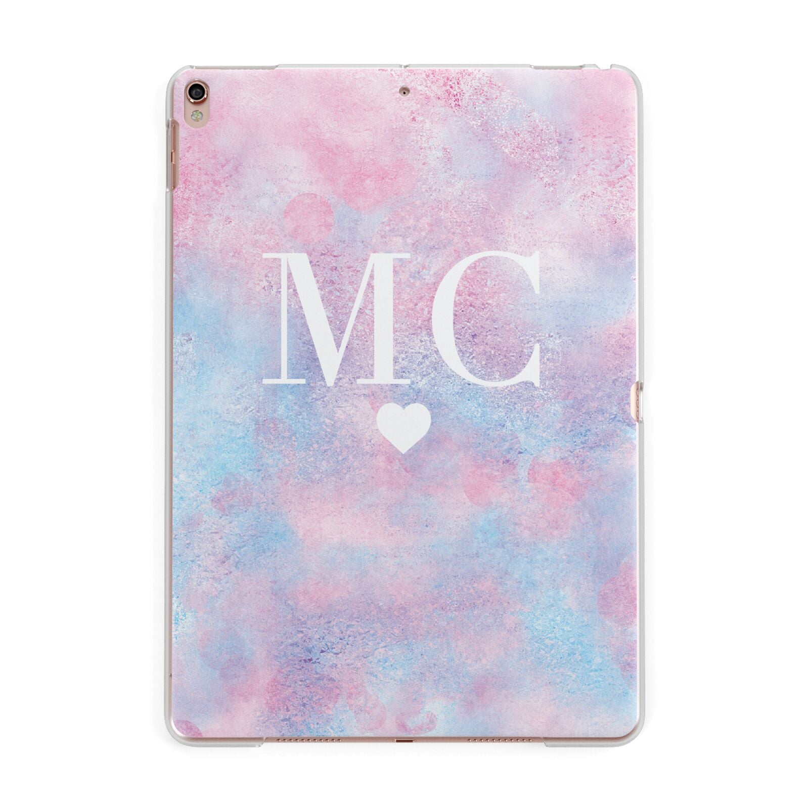 Personalised Cotton Candy Marble Initials Apple iPad Rose Gold Case