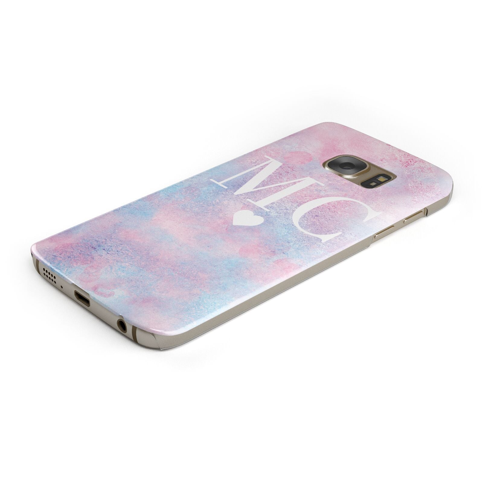 Personalised Cotton Candy Marble Initials Protective Samsung Galaxy Case Angled Image