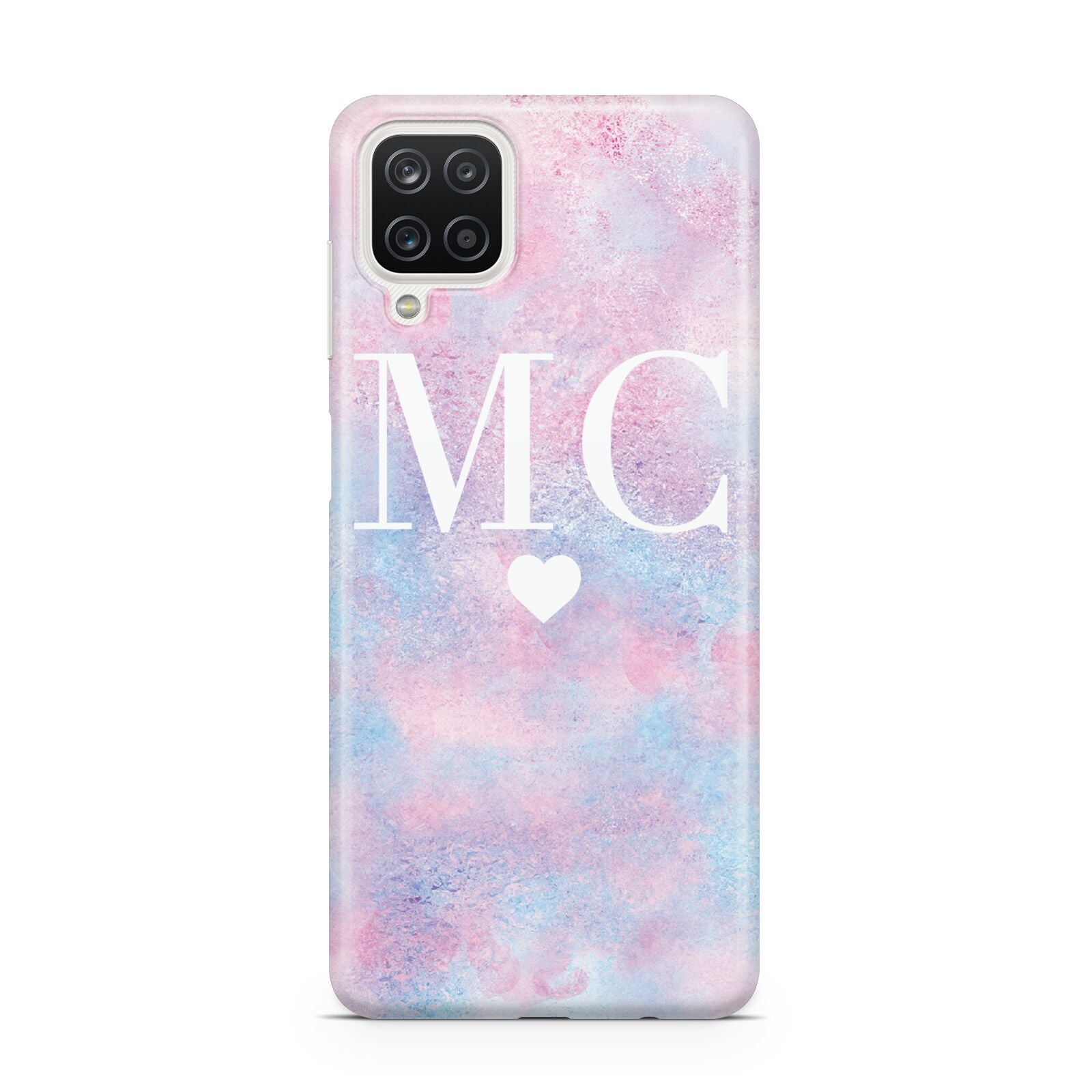 Personalised Cotton Candy Marble Initials Samsung A12 Case