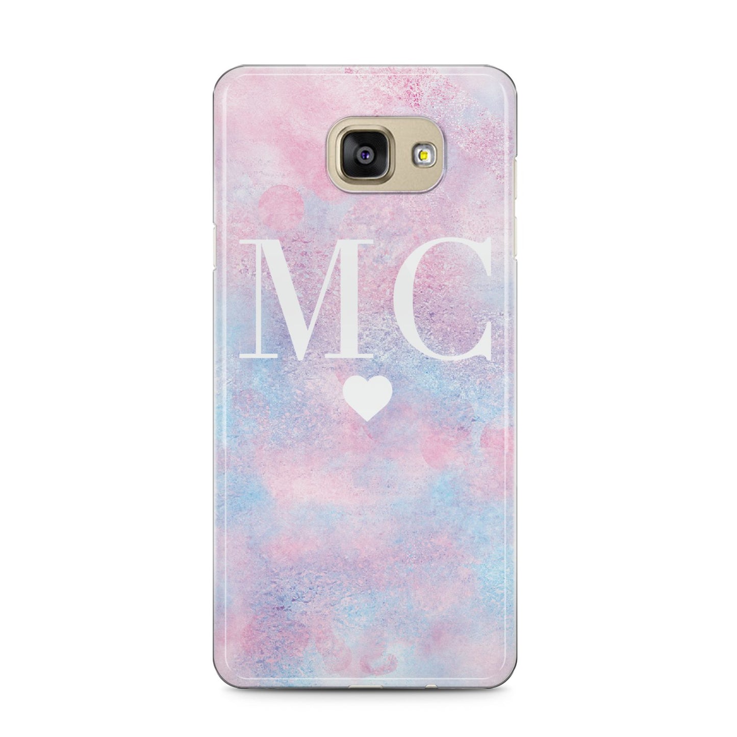 Personalised Cotton Candy Marble Initials Samsung Galaxy A5 2016 Case on gold phone