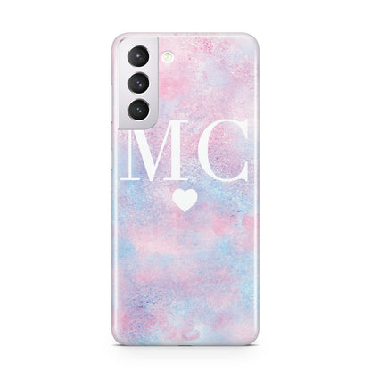 Personalised Cotton Candy Marble Initials Samsung S21 Case