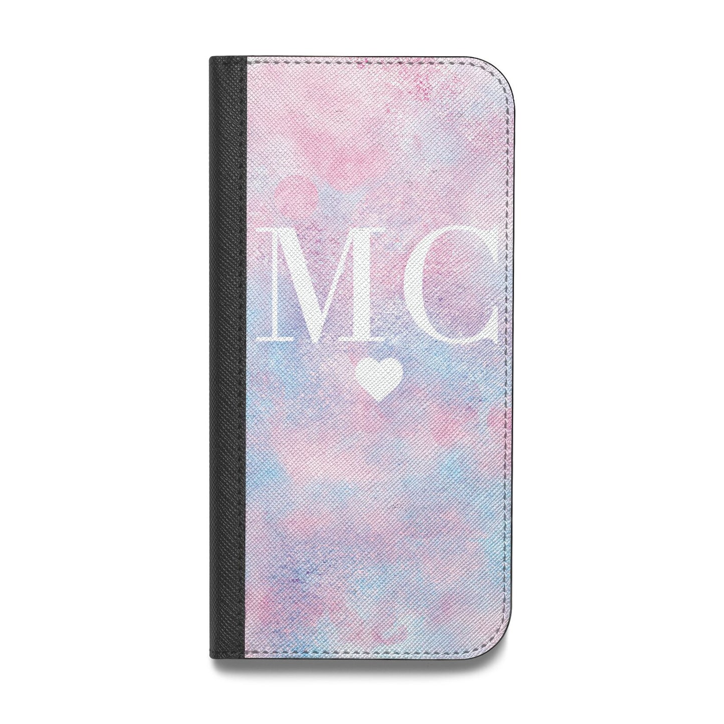 Personalised Cotton Candy Marble Initials Vegan Leather Flip iPhone Case