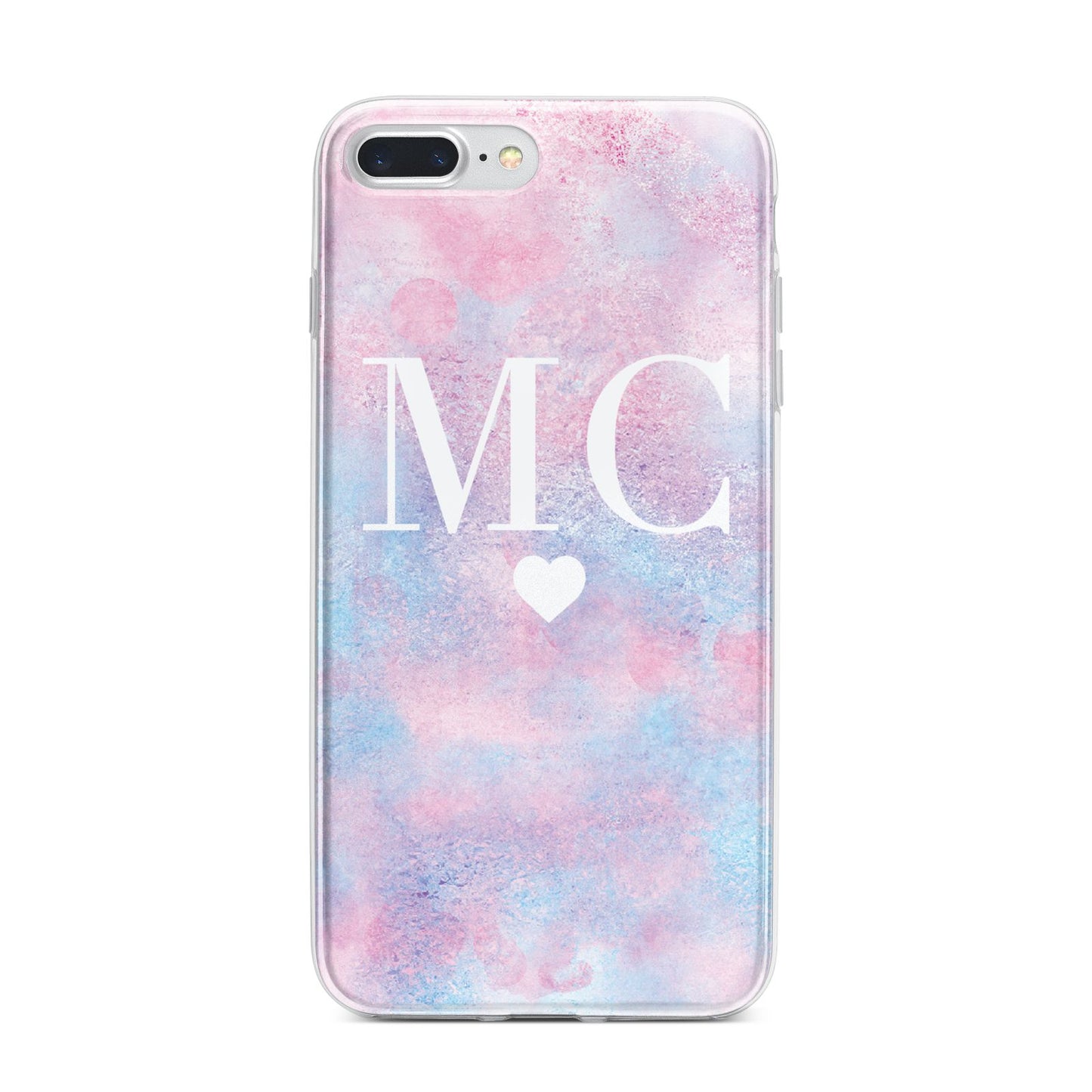 Personalised Cotton Candy Marble Initials iPhone 7 Plus Bumper Case on Silver iPhone